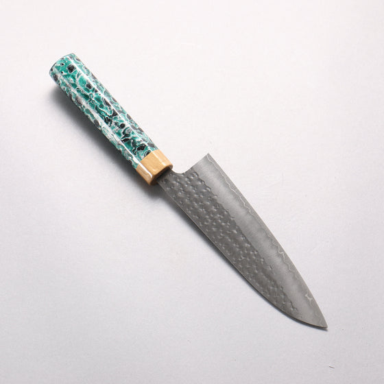Yu Kurosaki Senko Ryu SG2 Hammered Small Santoku 150mm Green Lacquered (ferrule: Gold color) Handle - Seisuke Knife