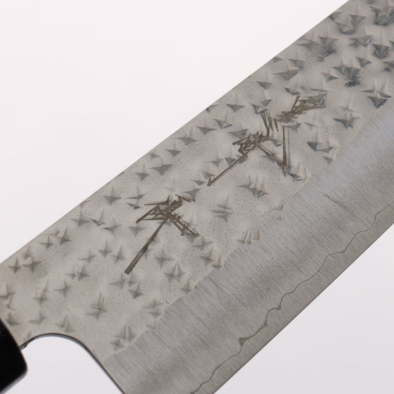Yu Kurosaki Senko Ryu SG2 Hammered Small Santoku 150mm Blue Lacquered (ferrule: Black color) Handle - Seisuke Knife