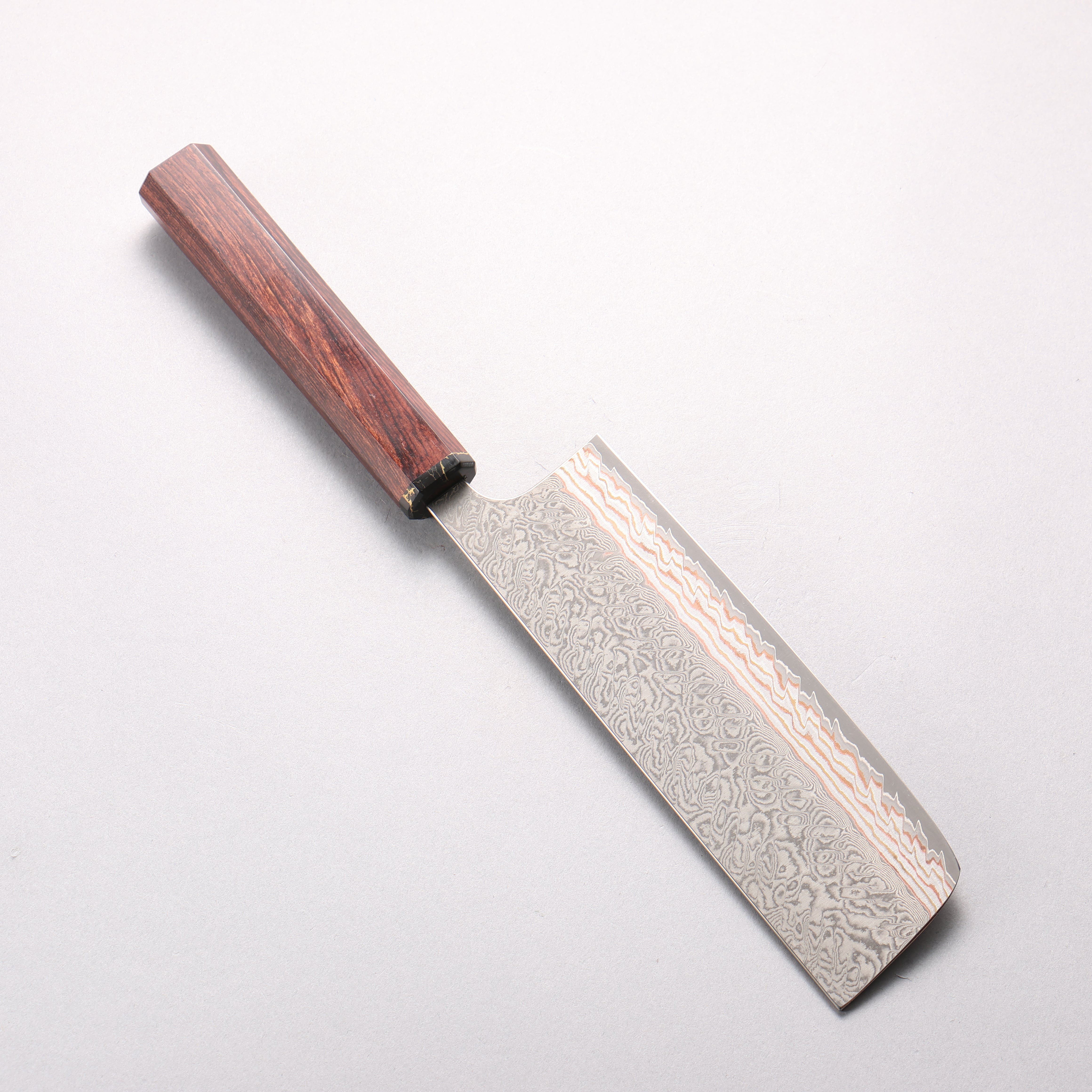 Yoshimi Kato VG10w Colored Damascus Nakiri 165mm Shitan & Black Turquoise Handle - Seisuke Knife