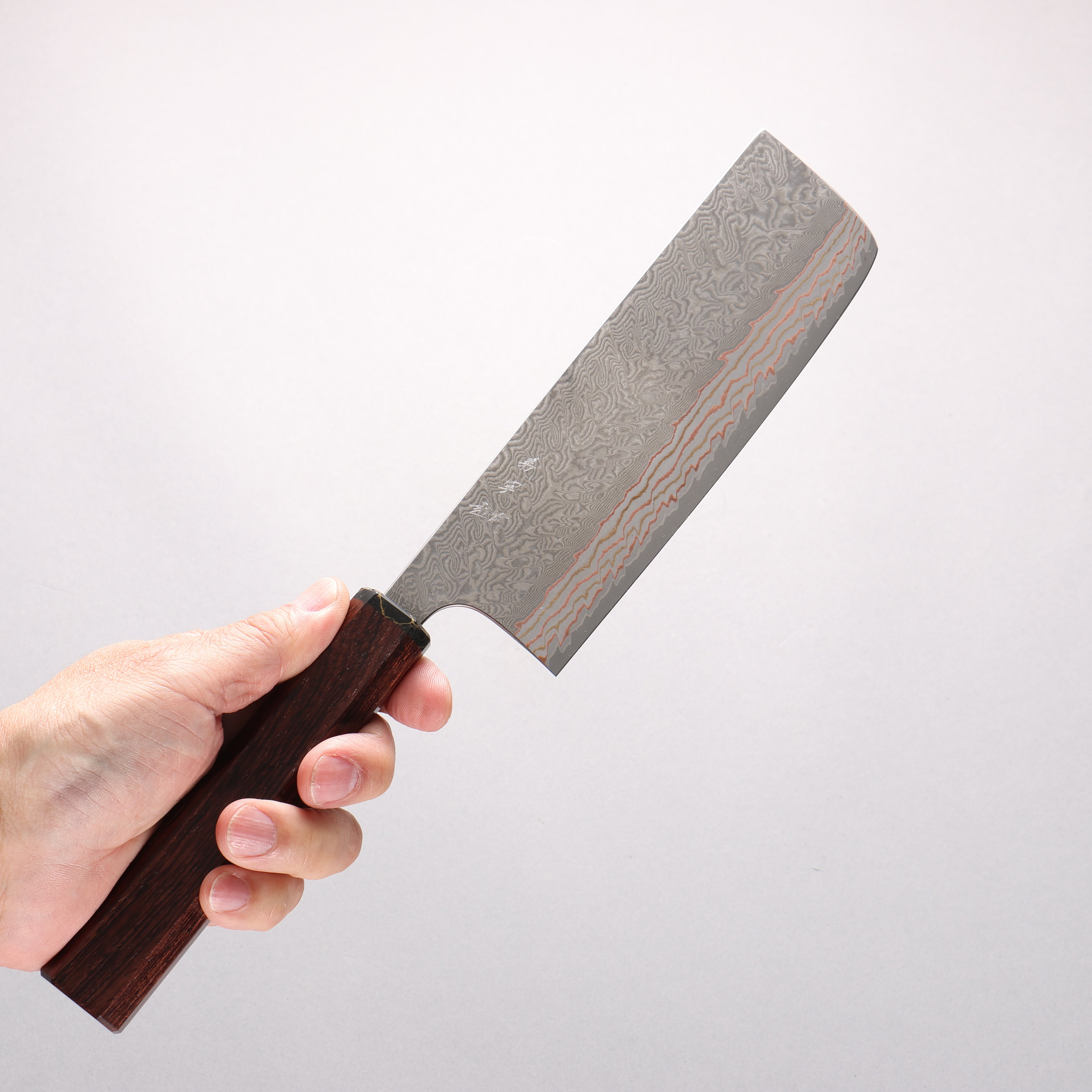Yoshimi Kato VG10w Colored Damascus Nakiri 165mm Shitan & Black Turquoise Handle - Seisuke Knife