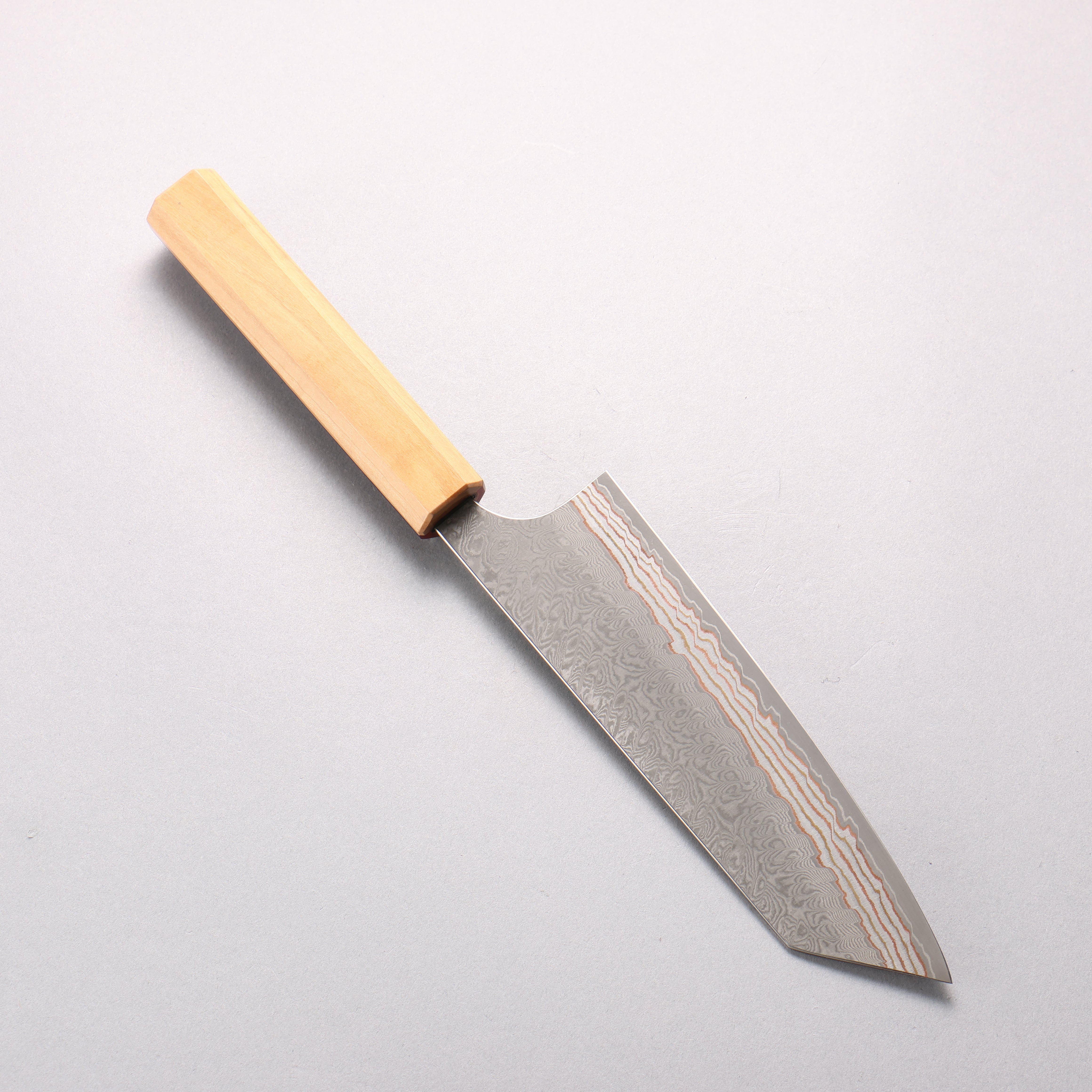 Yoshimi Kato VG10w Colored Damascus Bunka 170mm Olive Wood & Red Resin Handle - Seisuke Knife