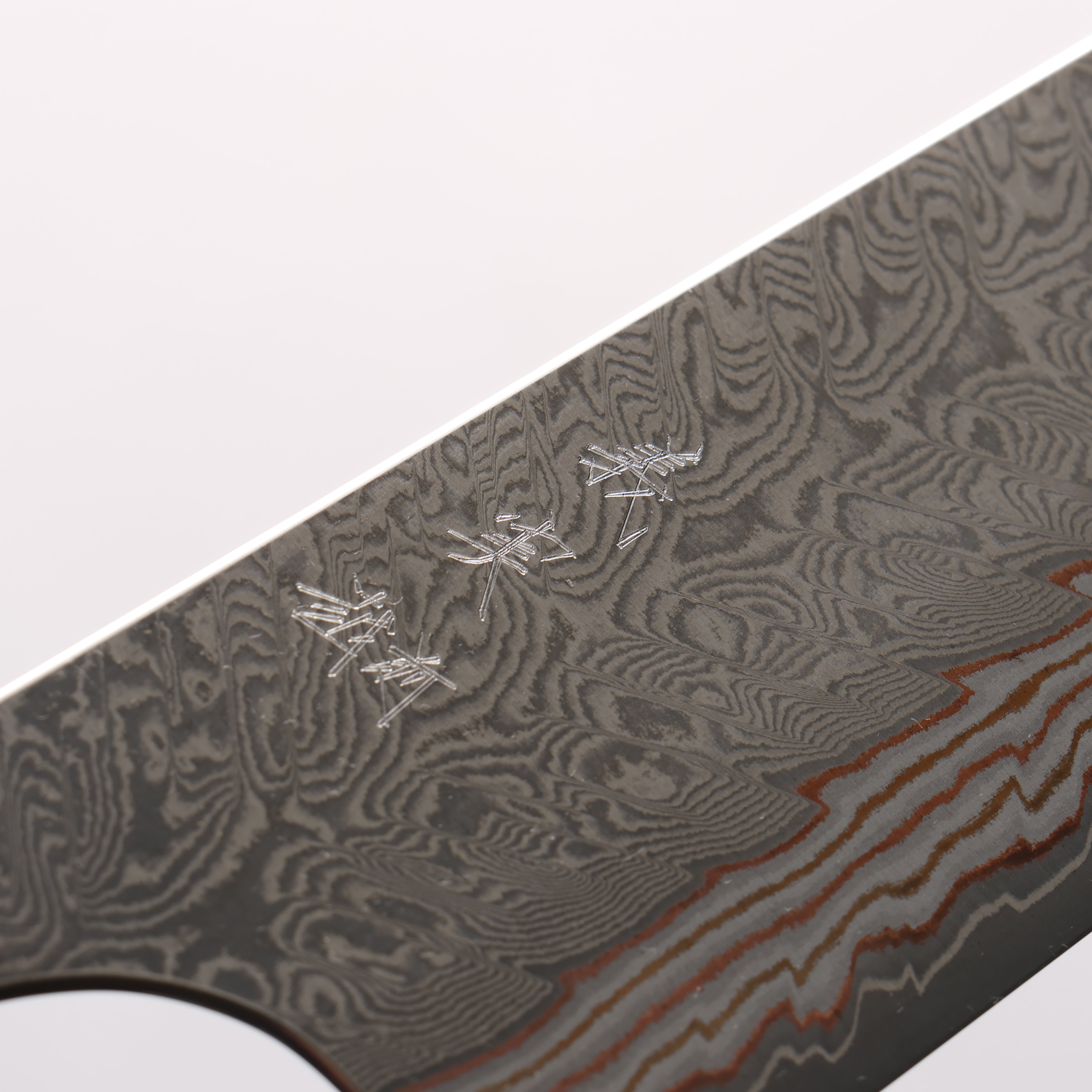 Yoshimi Kato VG10w Colored Damascus Bunka 170mm Olive Wood & Red Resin Handle - Seisuke Knife