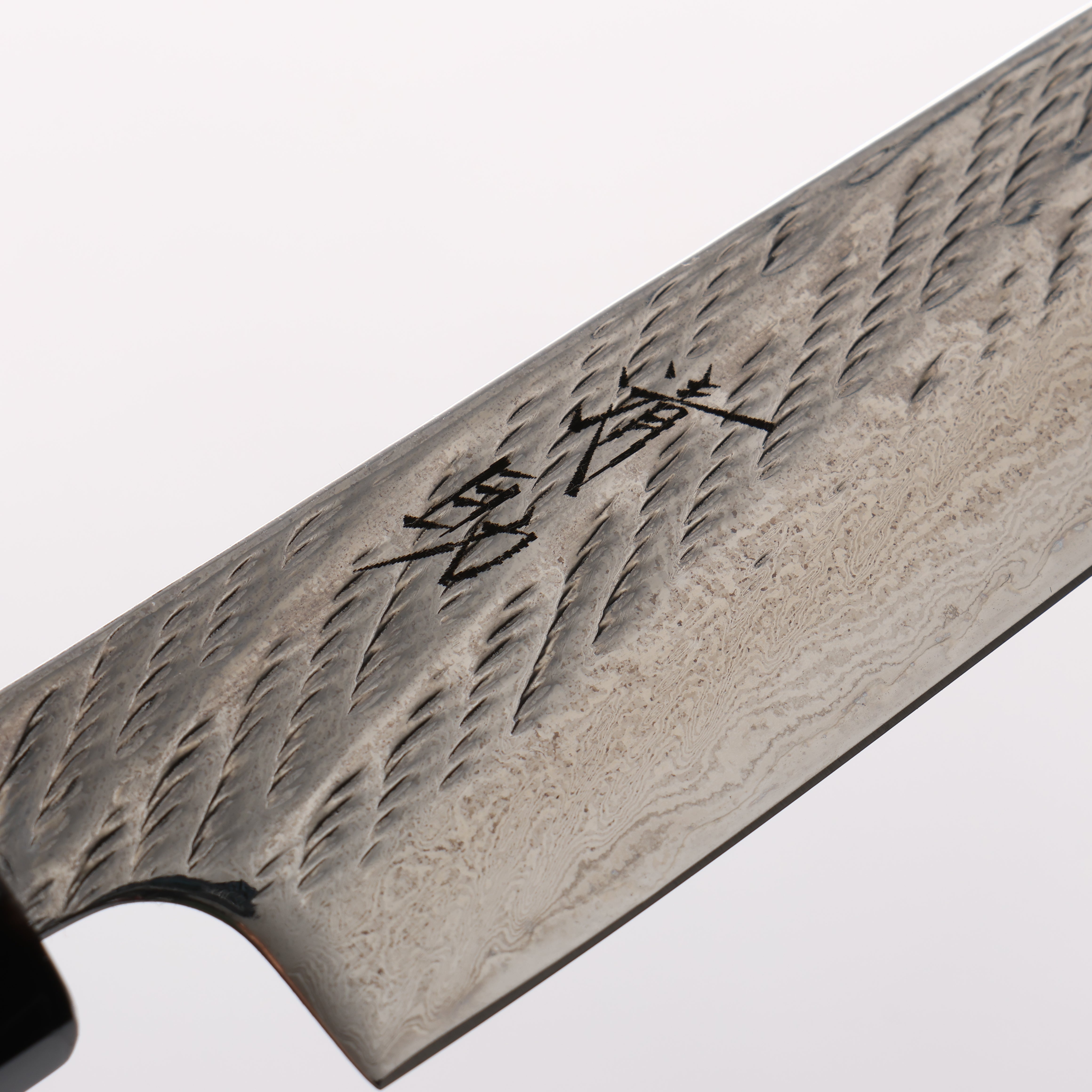 Seisuke Silver Steel No.3 Damascus Rope Pattern Petty-Utility 135mm Ebony Wood & Water Buffalo Horn Handle - Seisuke Knife