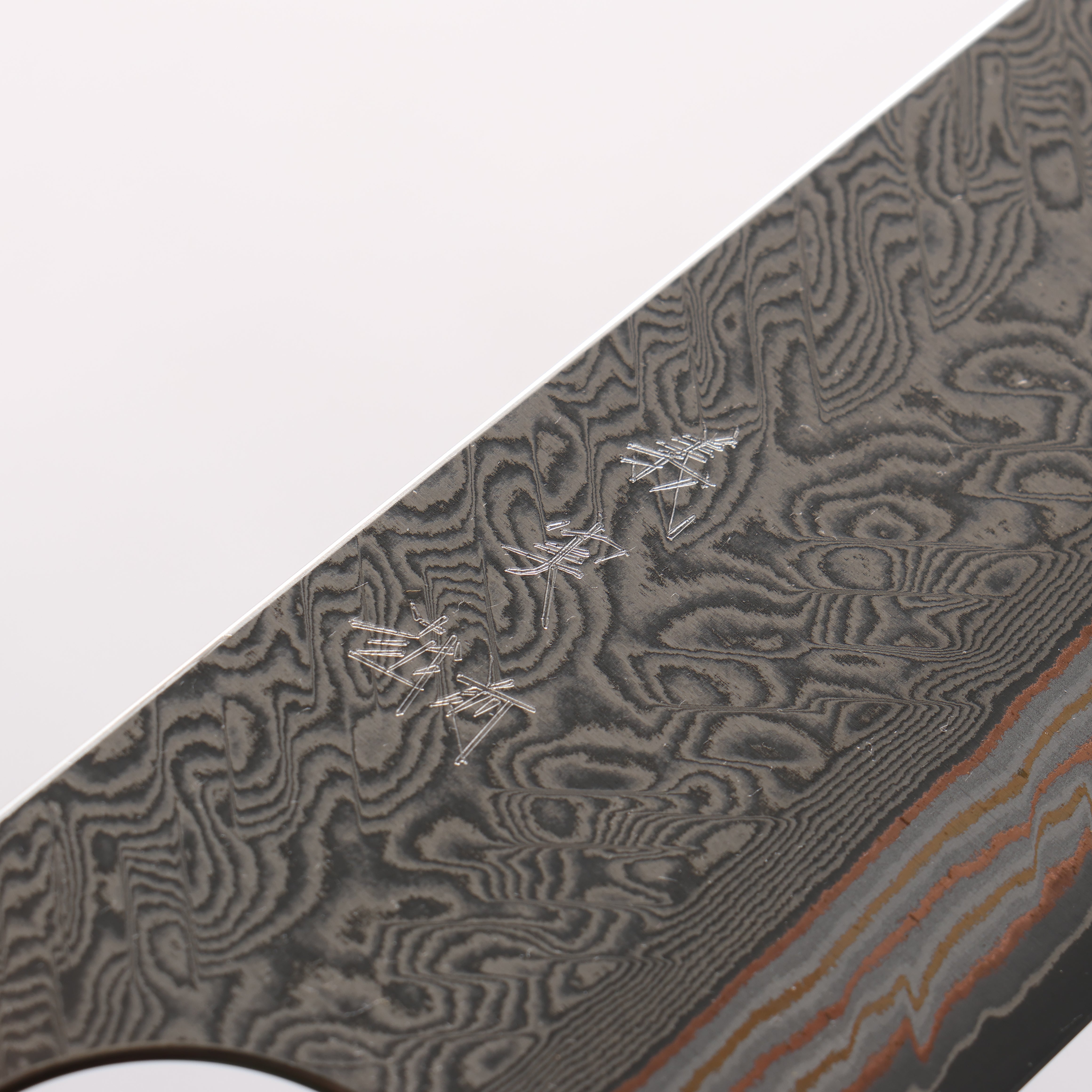 Yoshimi Kato VG10w Colored Damascus Kiritsuke Gyuto 240mm Olive Tree & Red Resin Handle - Seisuke Knife