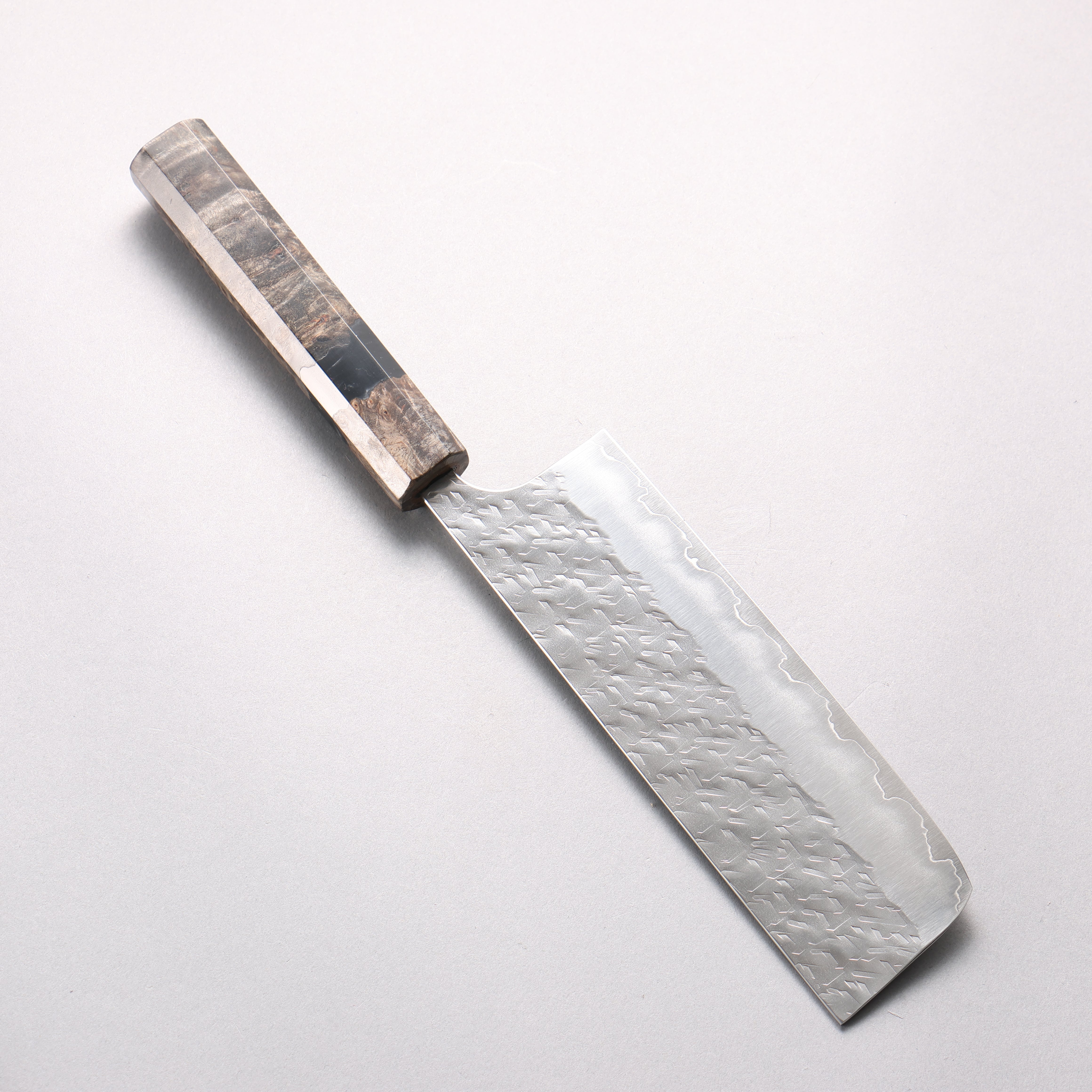 Yoshimi Kato Hyo SG2 Hammered Nakiri 165mm Stabilized Birch & Black Resin Handle - Seisuke Knife