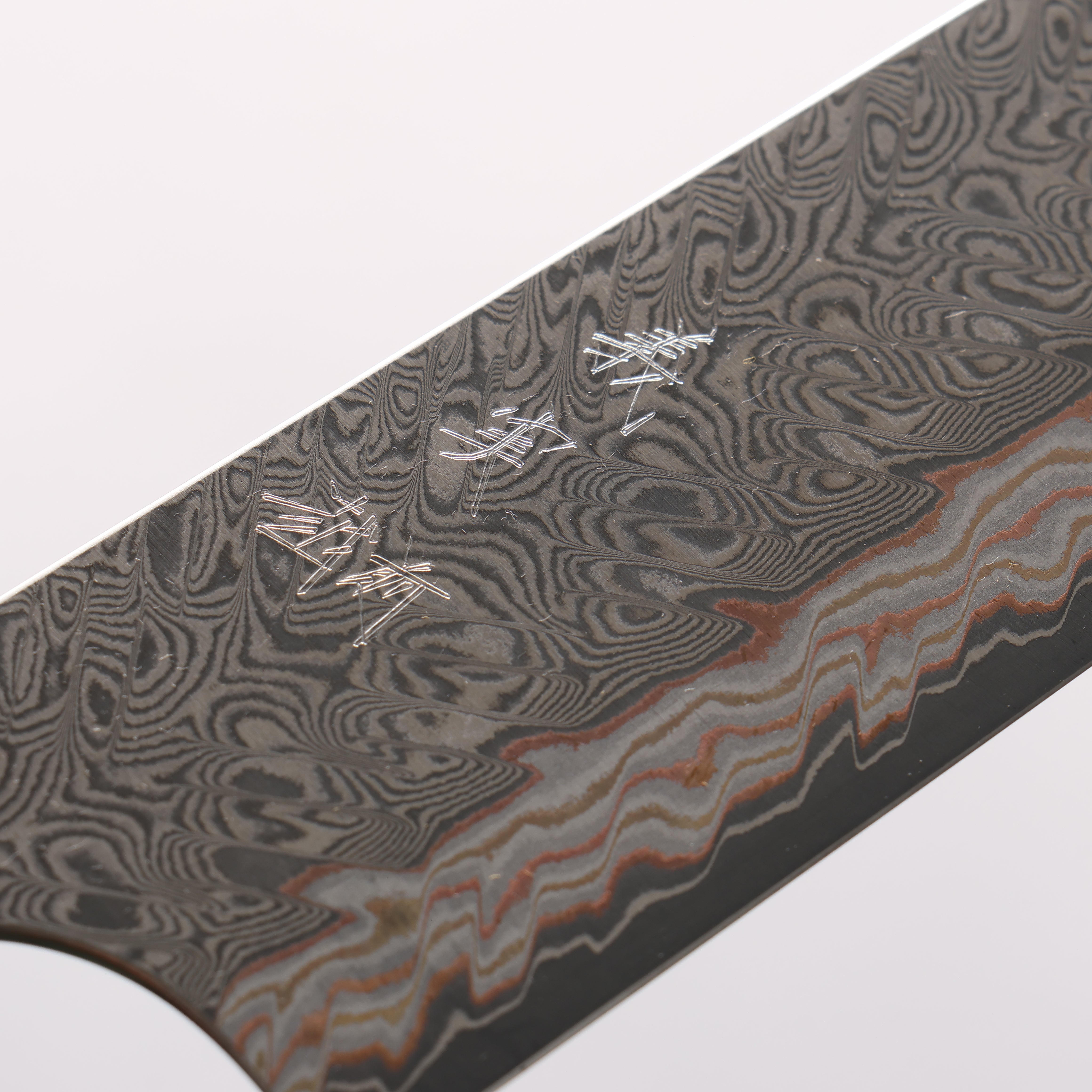 Yoshimi Kato VG10w Colored Damascus Kiritsuke Sujihiki 270mm Olive Wood & Blue Resin Handle - Seisuke Knife