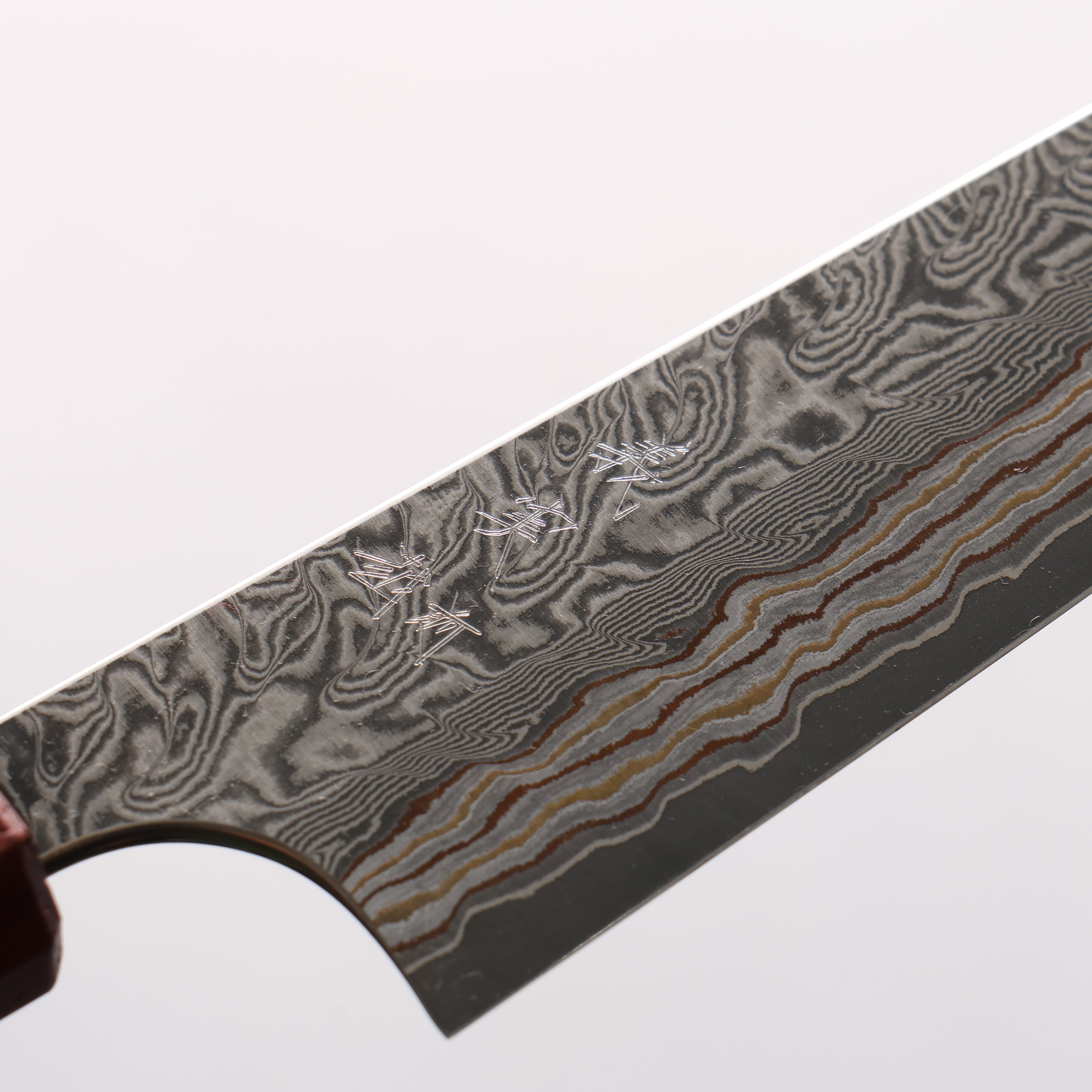 Yoshimi Kato VG10w Colored Damascus Kiritsuke Petty-Utility 120mm Rosewood & Turquoise Handle - Seisuke Knife