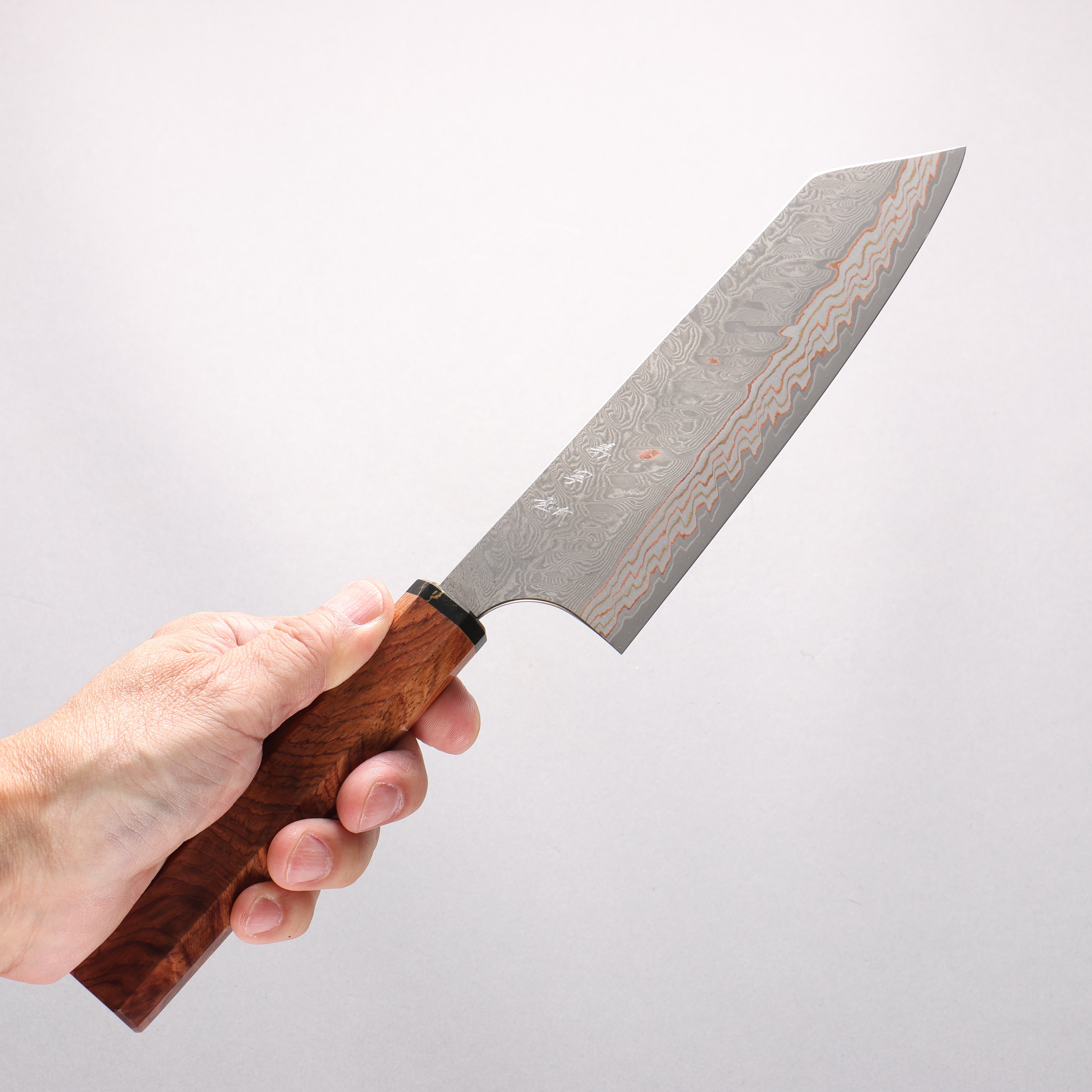 Yoshimi Kato VG10w Colored Damascus Bunka 170mm Rosewood (Black Turquoise top cap) Handle - Seisuke Knife