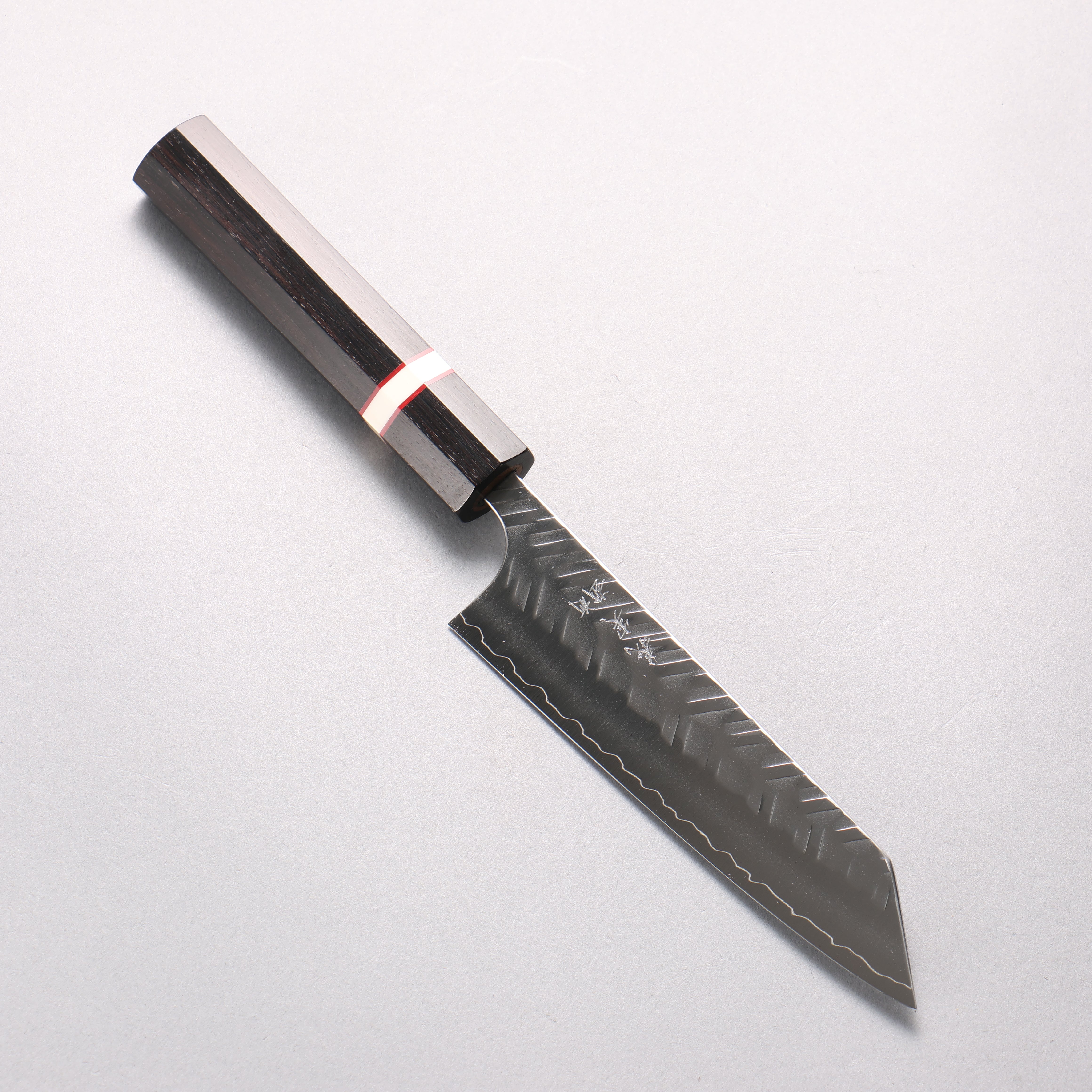 Yoshimi Kato SPG STRIX V-Hammered Small Bunka 130mm Ebony Wood & White Ring Handle - Seisuke Knife