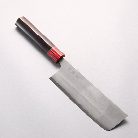 Yoshimi Kato White Steel Nashiji Nakiri 165mm Rosewood (ferrule: Red Pakka wood) Handle