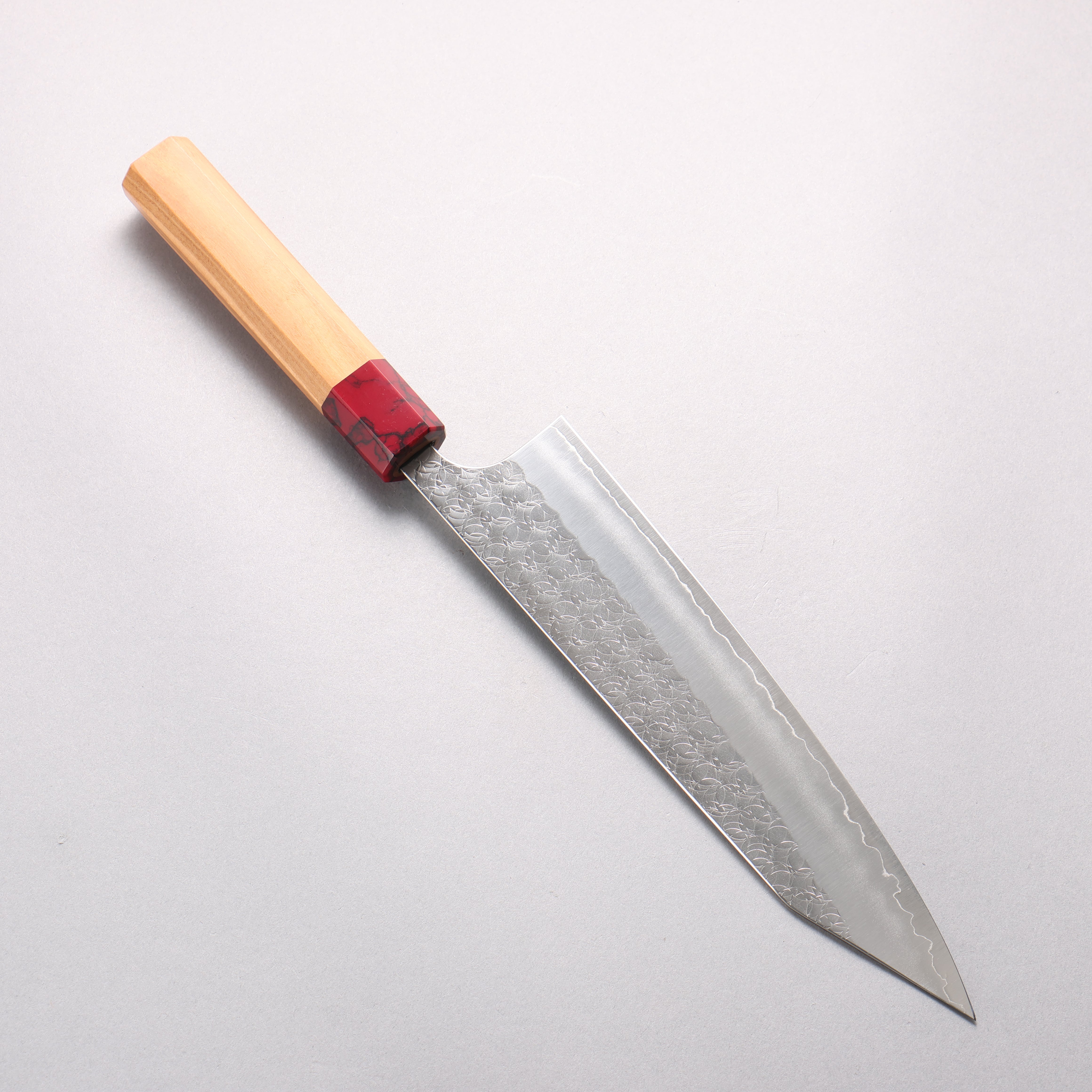 Yoshimi Kato Minamo SG2 Hammered Kiritsuke Gyuto 210mm Olive Wood & Red Turquoise Handle - Seisuke Knife