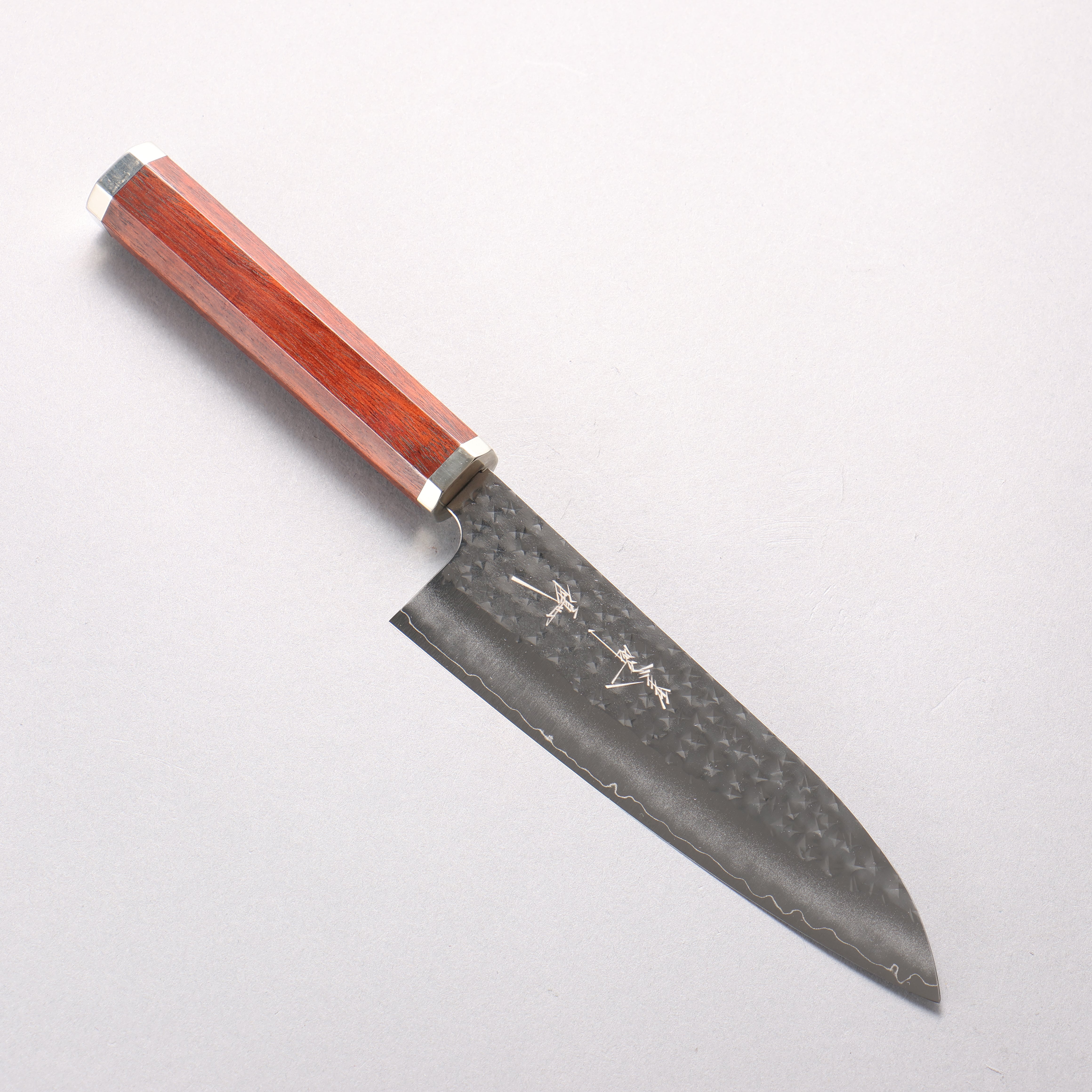 Yu Kurosaki Senko Ryu SG2 Hammered Small Santoku 150mm Bloodwood & Steel Caps Handle - Seisuke Knife