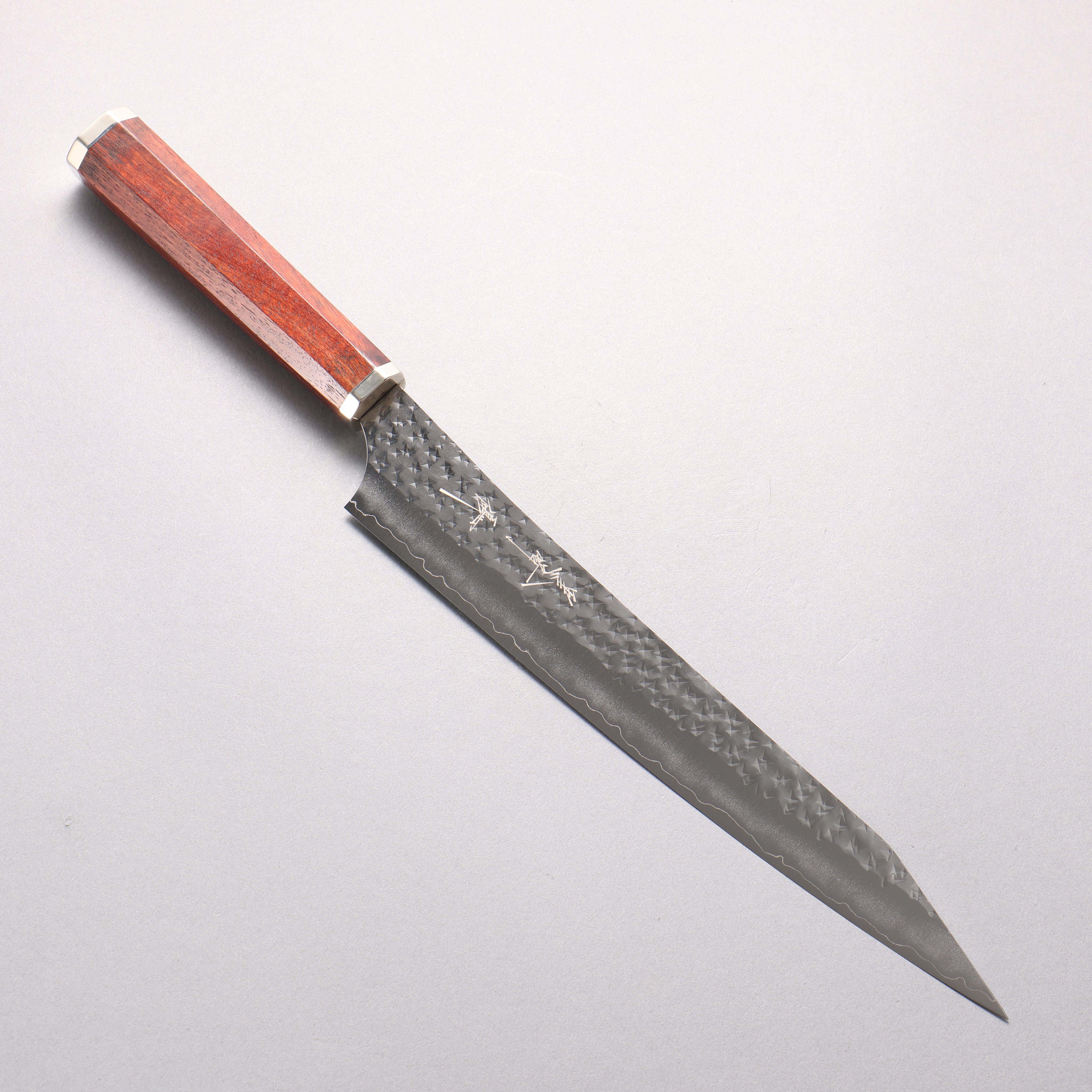 Yu Kurosaki Senko Ei SG2 Hammered Sujihiki 240mm Bloodwood (Steel end caps) Handle - Seisuke Knife