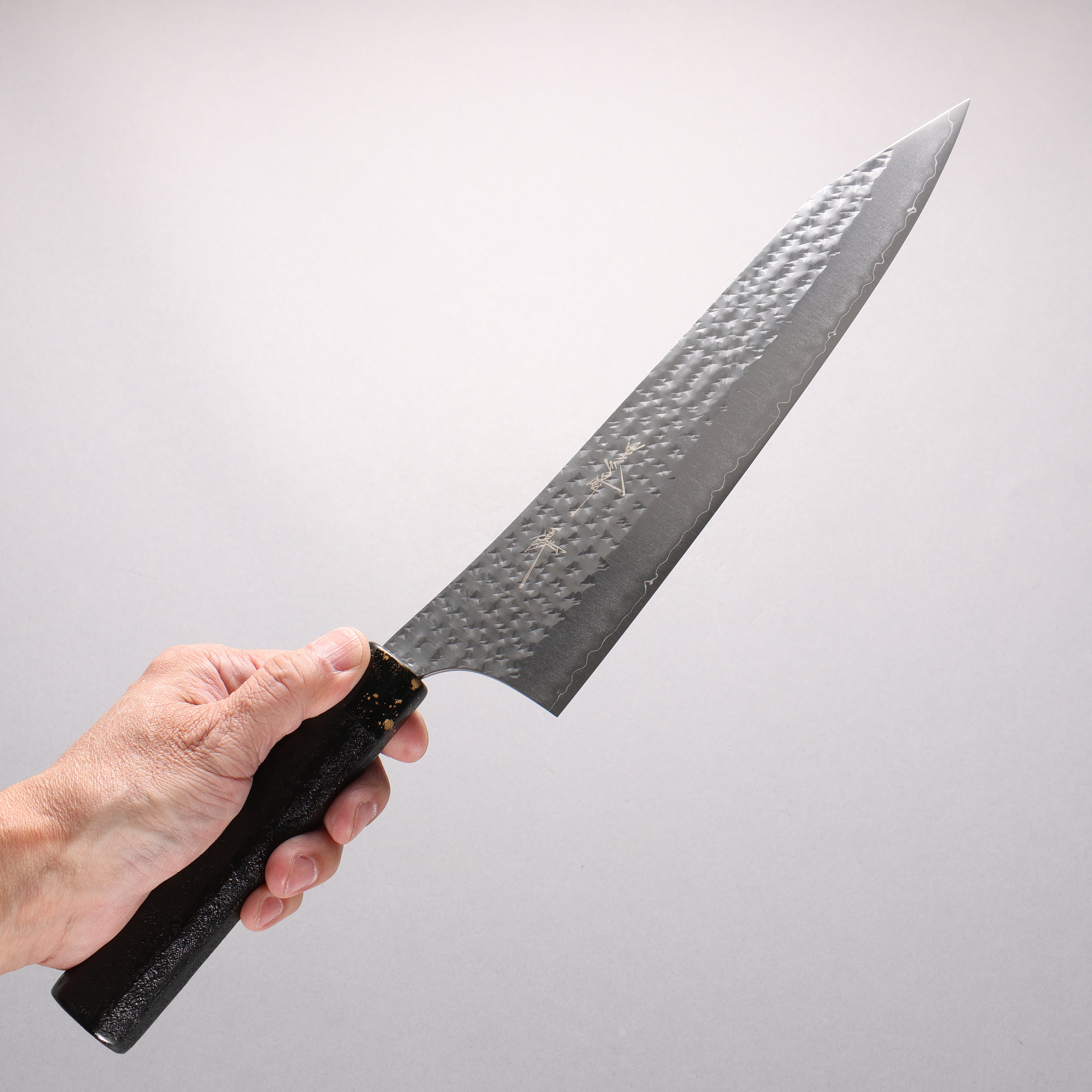 Yu Kurosaki Senko Ei SG2 Hammered Gyuto 240mm Black Lacquered Handle - Seisuke Knife