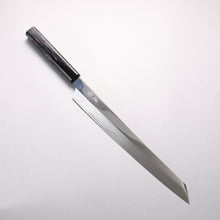  Sakai Takayuki Honyaki Hien VG10 Mirrored Finish Kengata Yanagiba 300mm Black Lacquered (with Mother of Pearl inlay) Handle with Sheath Tetris Pattern MOP inlay (テトリス調螺鈿)