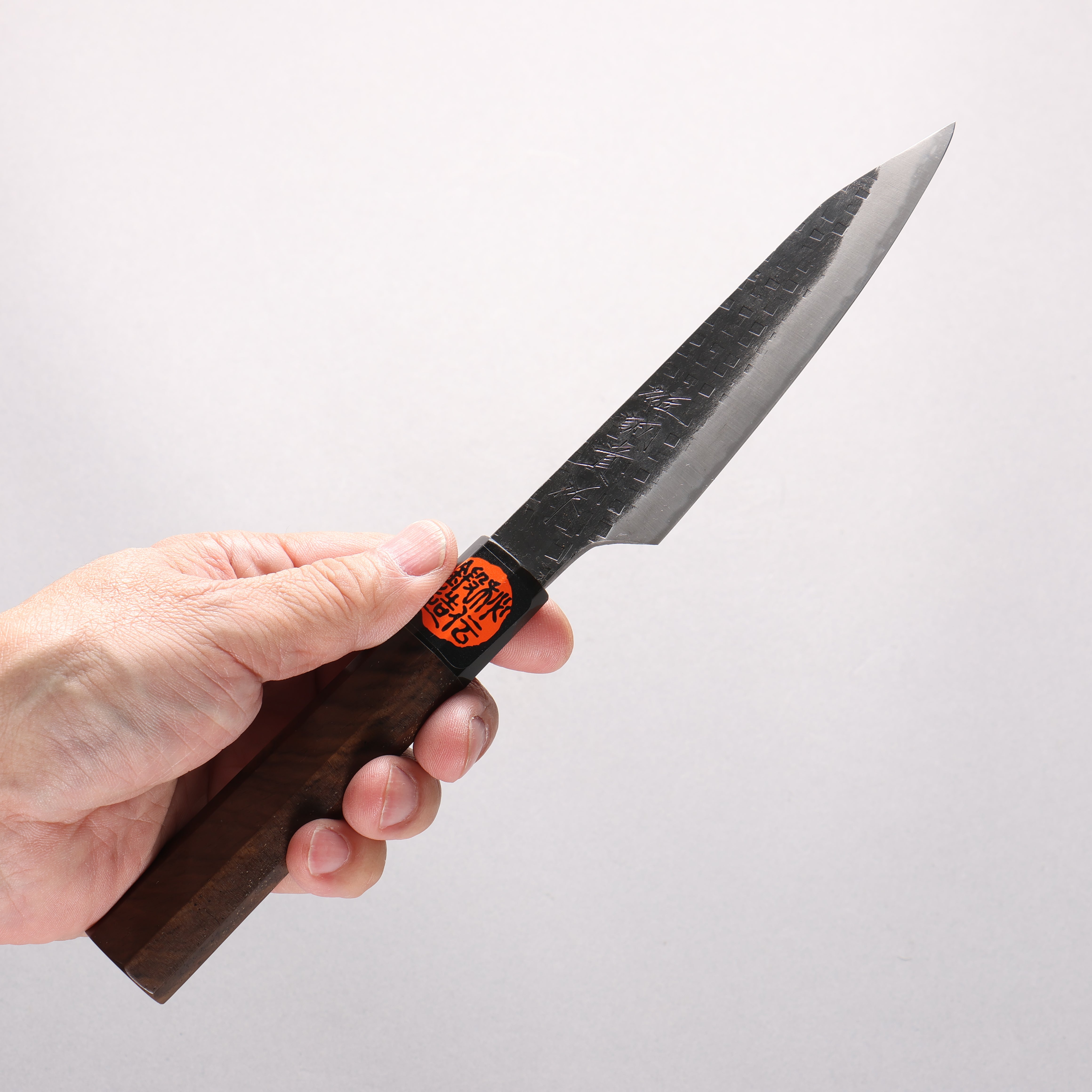 Shigeki Tanaka TEKKA Blue Steel No.2 Kurouchi Square-Hammered Kiritsuke Petty-Utility 120mm Walnut Handle - Seisuke Knife