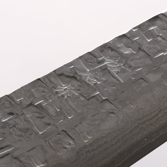 Takeshi Saji SRS13 Hammered Damascus Cross Santoku 180mm Ironwood Handle