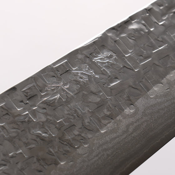 Takeshi Saji SRS13 Hammered Damascus Cross Bunka 180mm Ironwood Handle