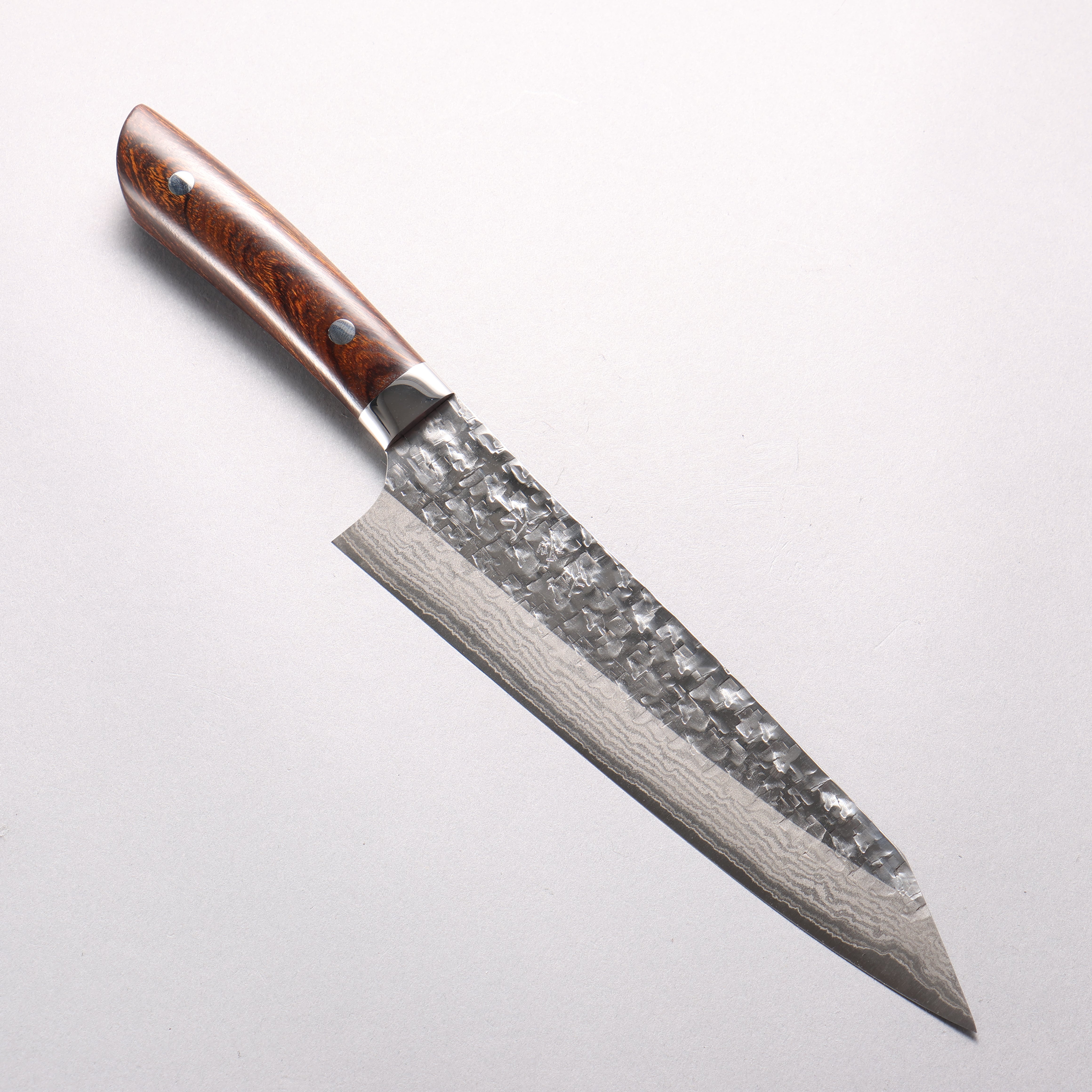 Takeshi Saji SRS13 Hammered Damascus Cross Kiritsuke Gyuto 210mm Ironwood Handle - Seisuke Knife
