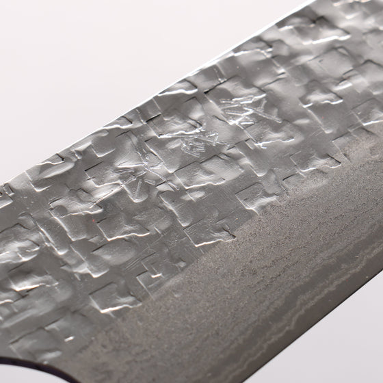 Takeshi Saji SRS13 Hammered Damascus Cross Kiritsuke Gyuto 210mm Ironwood Handle