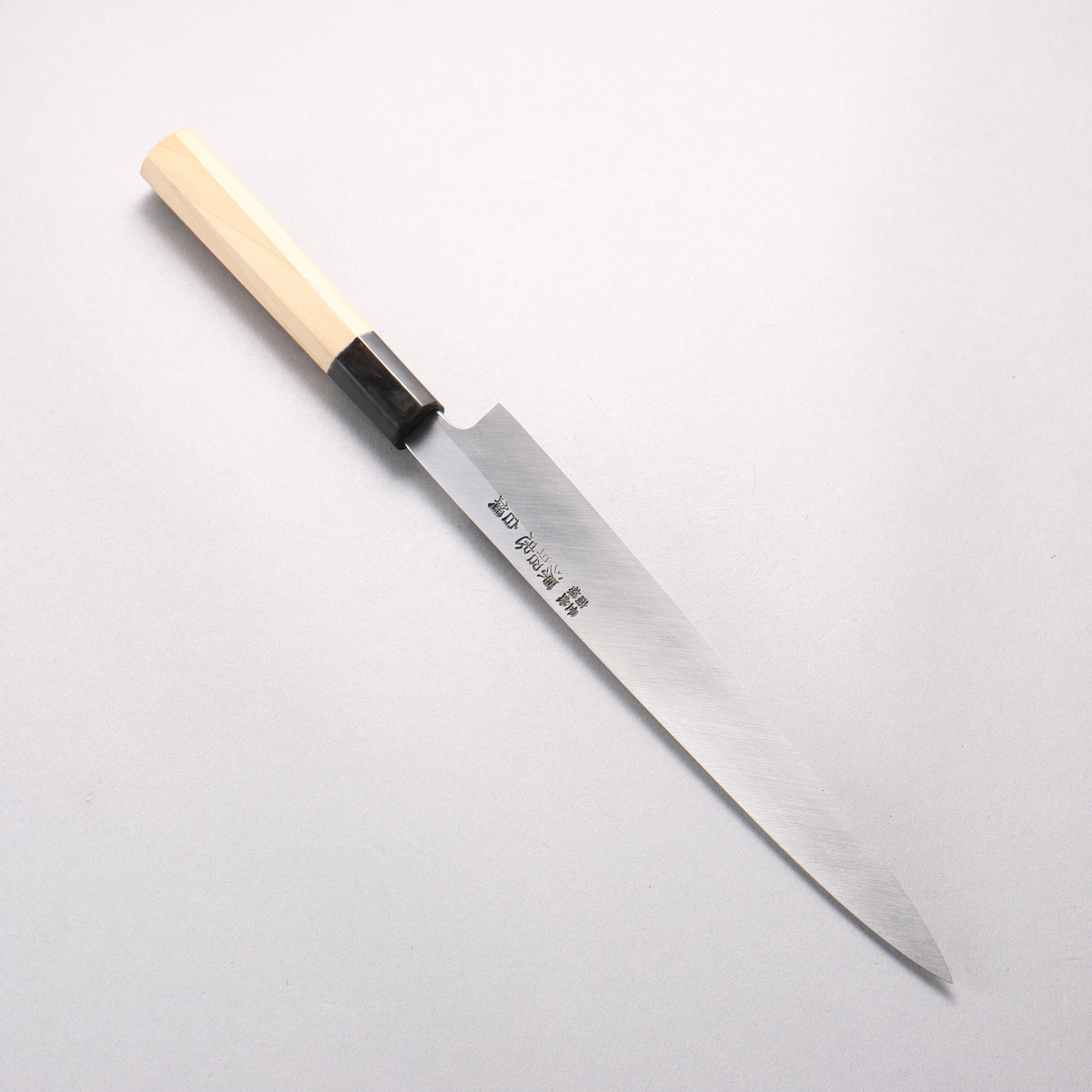 Minamoto Akitada White Steel No.2 Yanagiba 240mm Magnolia & Water Buffalo Horn Handle - Seisuke Knife
