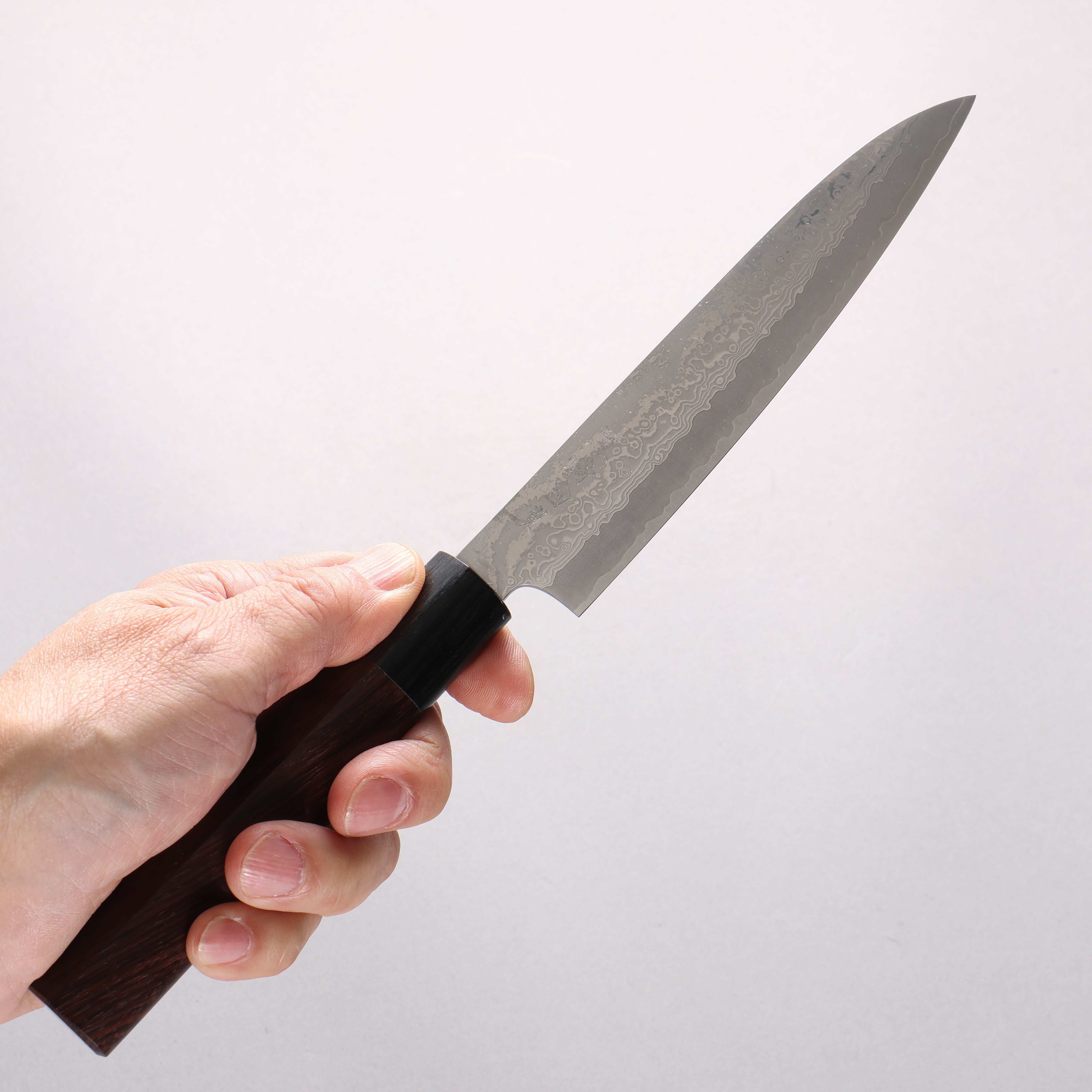Makoto Kurosaki VG10w Damascus Petty-Utility 150mm Rosewood & Black Pakkawood Handle - Seisuke Knife