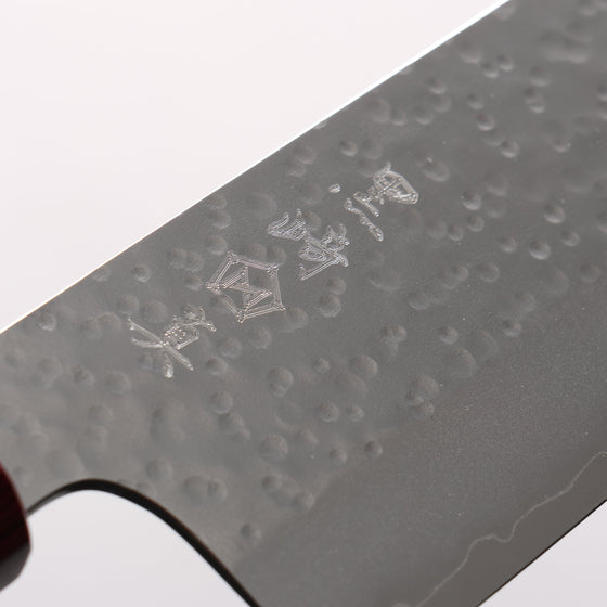 Makoto Kurosaki VG10 Hammered(Maru) Santoku 165mm Rosewood (ferrule: Red Pakka wood) Handle