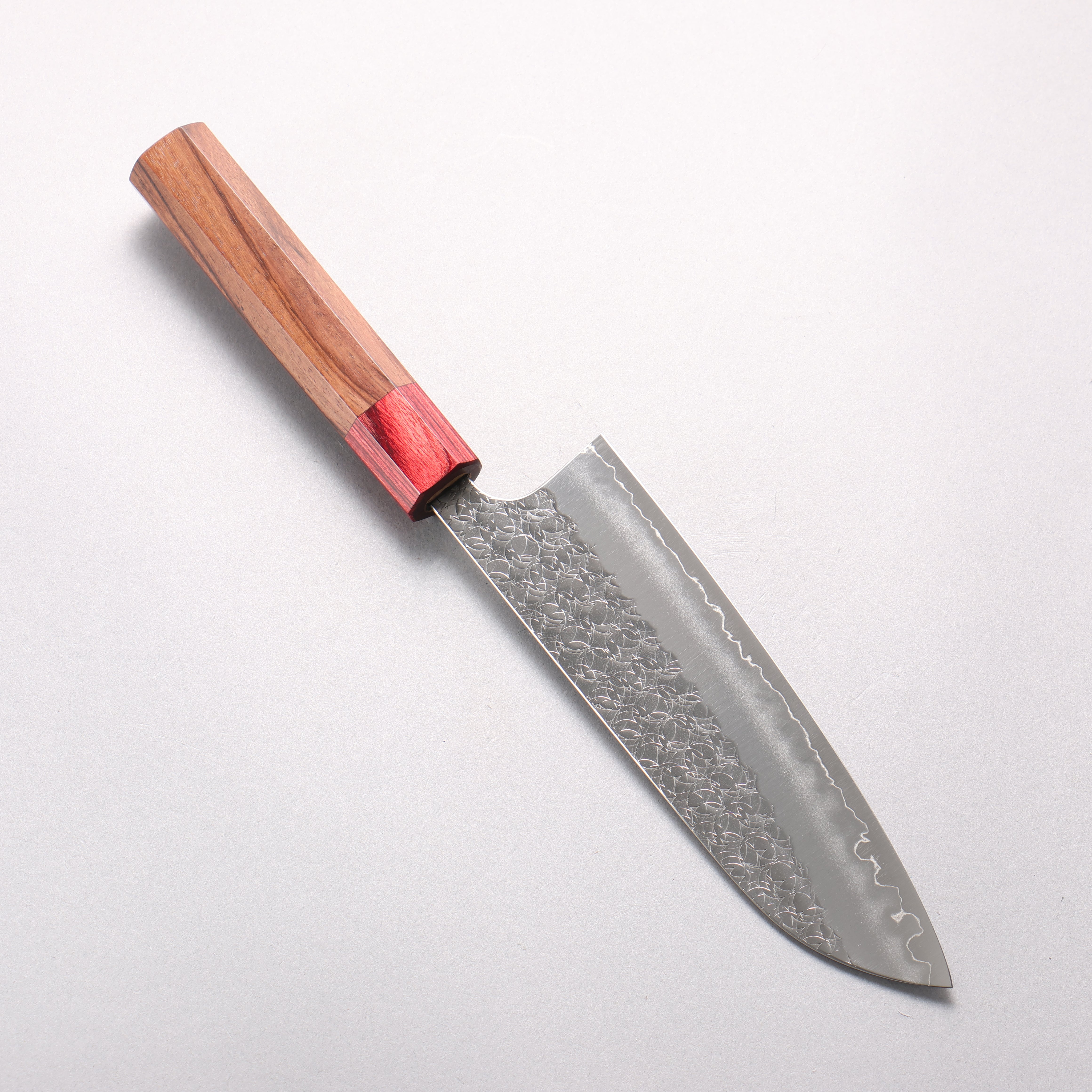 Yoshimi Kato Minamo SG2 Hammered Santoku 170mm Rosewood (ferrule: Red Pakka wood) Handle - Seisuke Knife