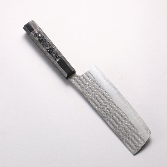 Yu Kurosaki Senko Ei SG2 Hammered Nakiri 165mm Carbon Fiber with Silver Speckles (ferrule and end cap: Black Water Buffalo Horn) Handle