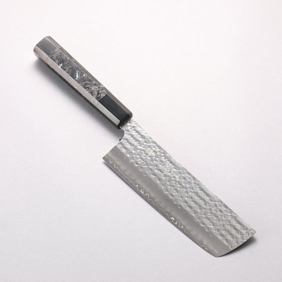Yu Kurosaki Senko Ei SG2 Hammered Nakiri 165mm Carbon Fiber with Silver Speckles (ferrule and end cap: Black Water Buffalo Horn) Handle