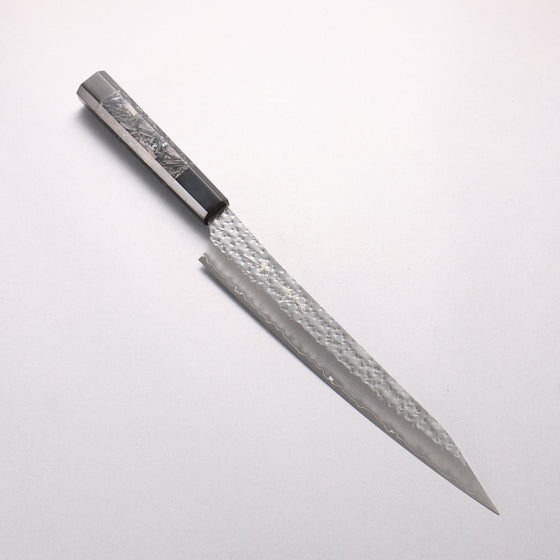 Yu Kurosaki Senko Ei SG2 Hammered Sujihiki 240mm Carbon Fiber with Silver Speckles (ferrule and end cap: Black Water Buffalo Horn) Handle