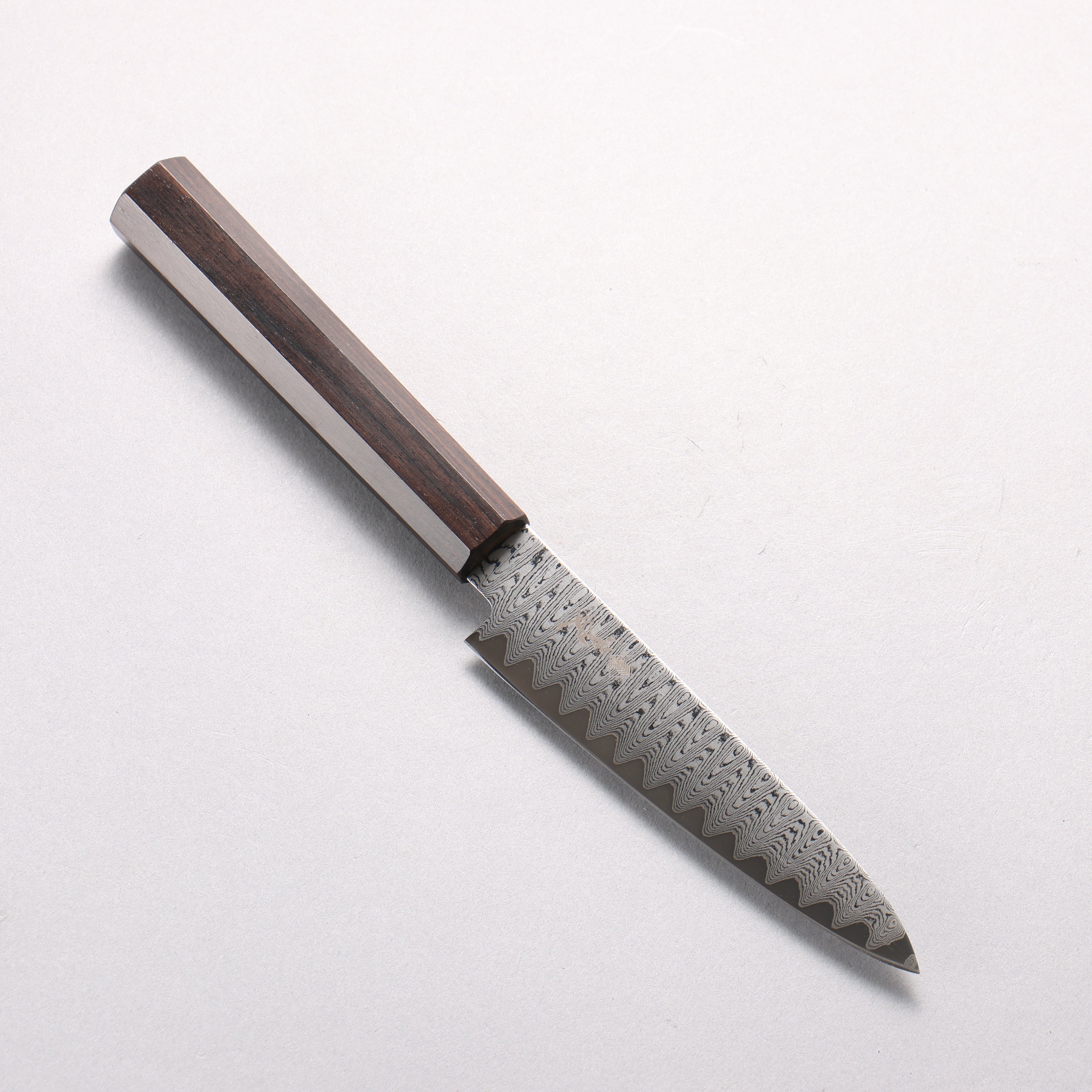 Kanjyo VG10 Damascus Ladder Pattern Petty-Utility 120mm Ebony Wood Handle - Seisuke Knife