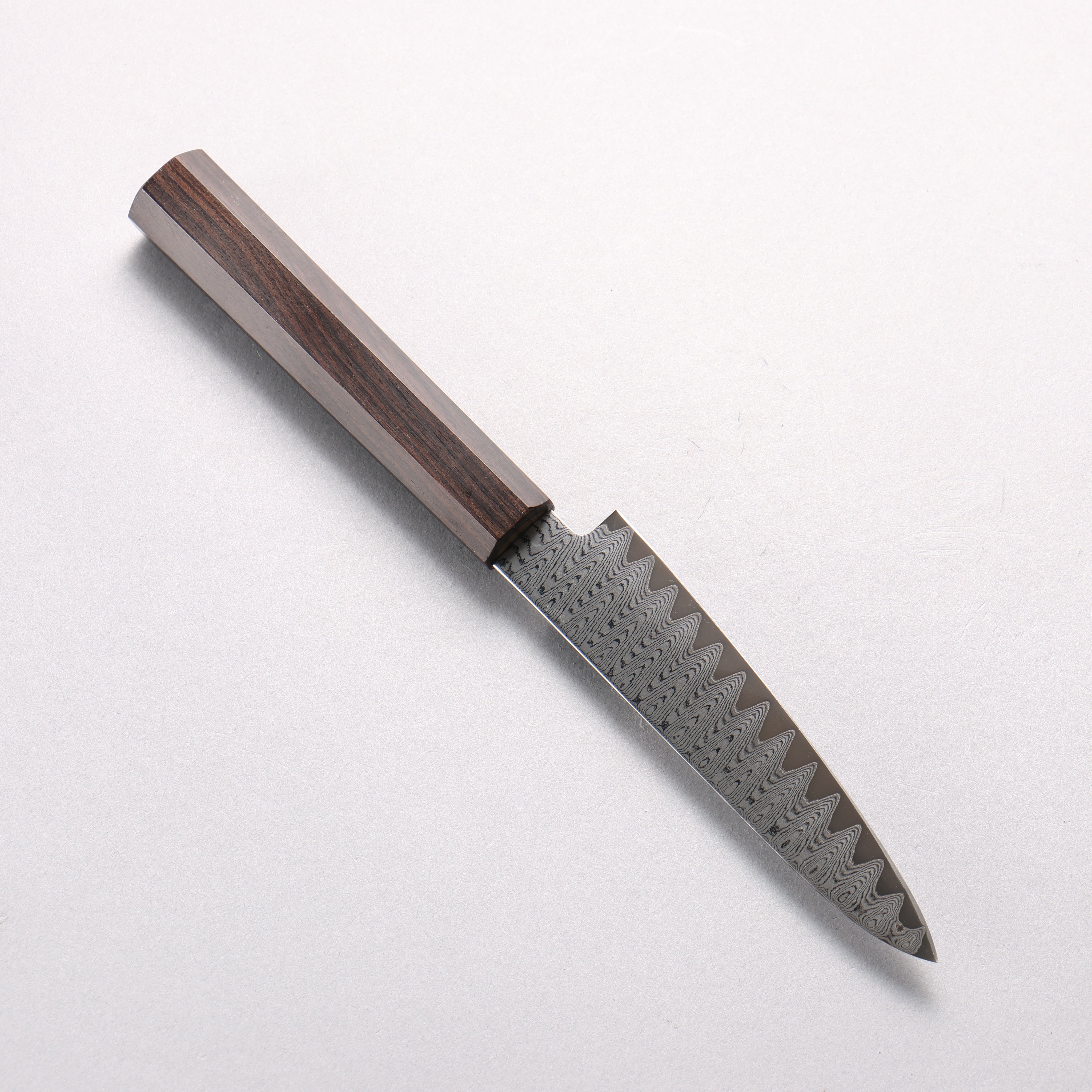 Kanjyo VG10 Damascus Ladder Pattern Petty-Utility 120mm Ebony Wood Handle - Seisuke Knife