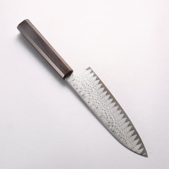 Kanjyo VG10 Damascus Ladder Pattern Santoku 180mm Ebony Wood Handle