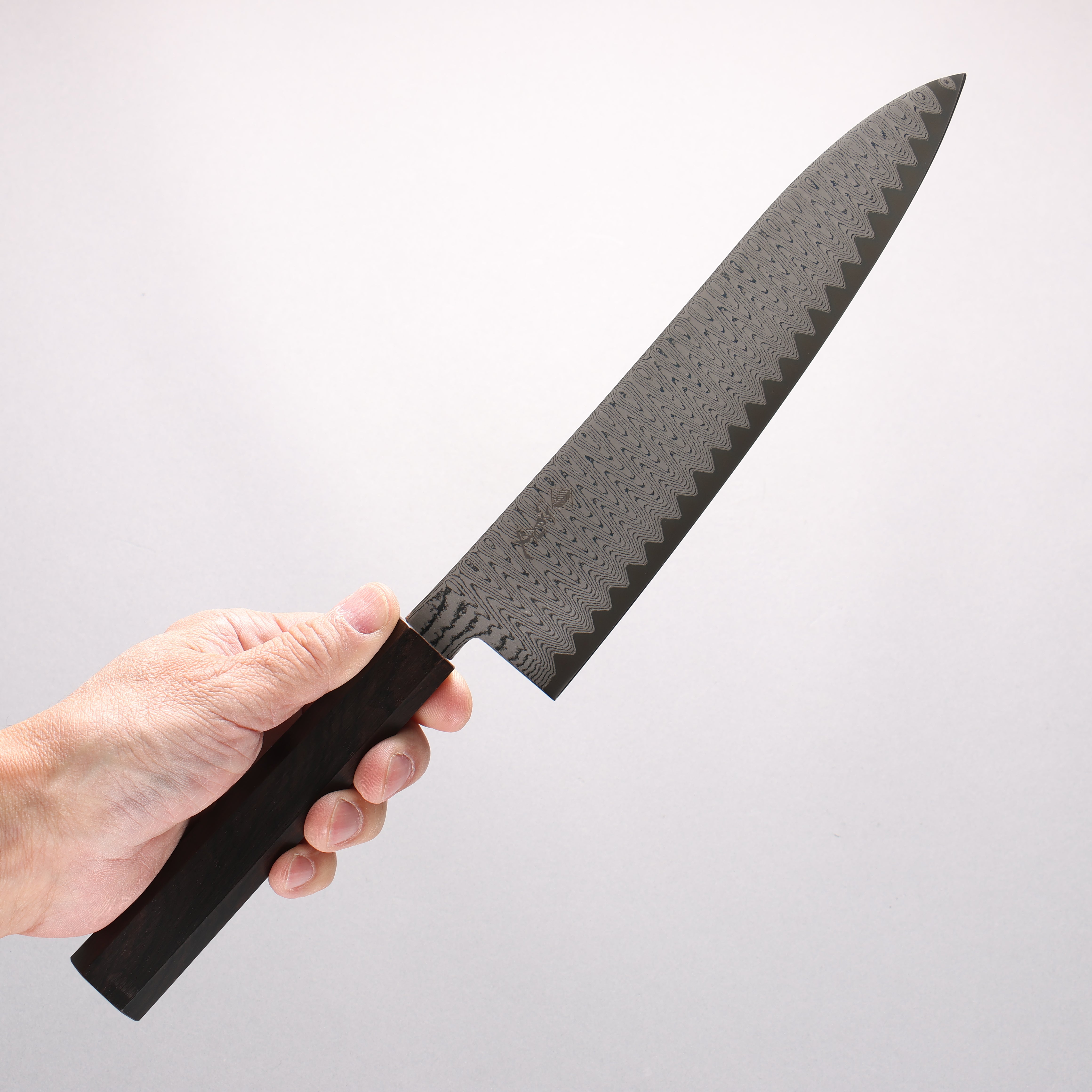 Kanjyo VG10 Damascus Ladder Pattern Gyuto 210mm Ebony Wood Handle - Seisuke Knife