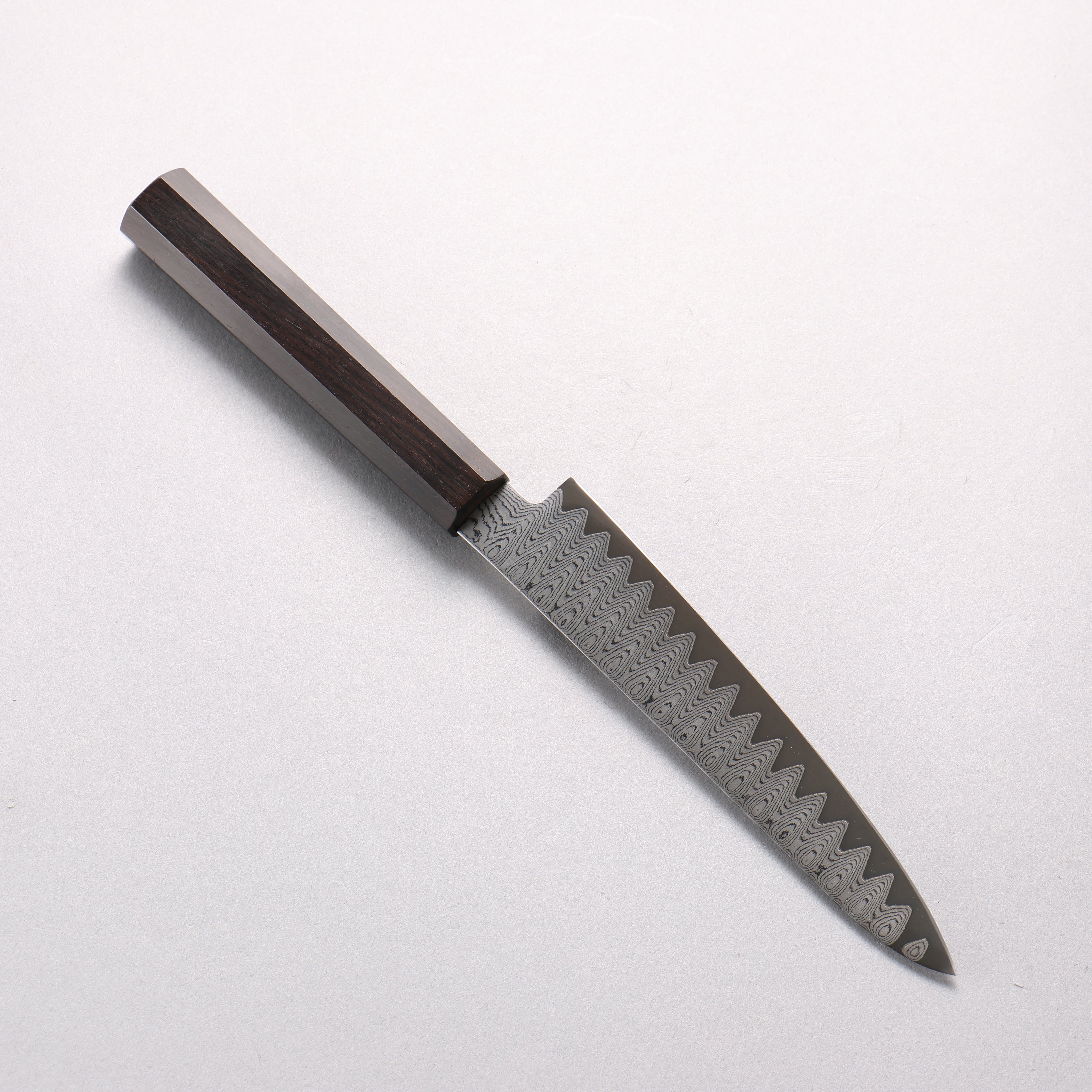 Kanjyo VG10 Damascus Ladder Pattern Petty-Utility 150mm Ebony Wood Handle - Seisuke Knife
