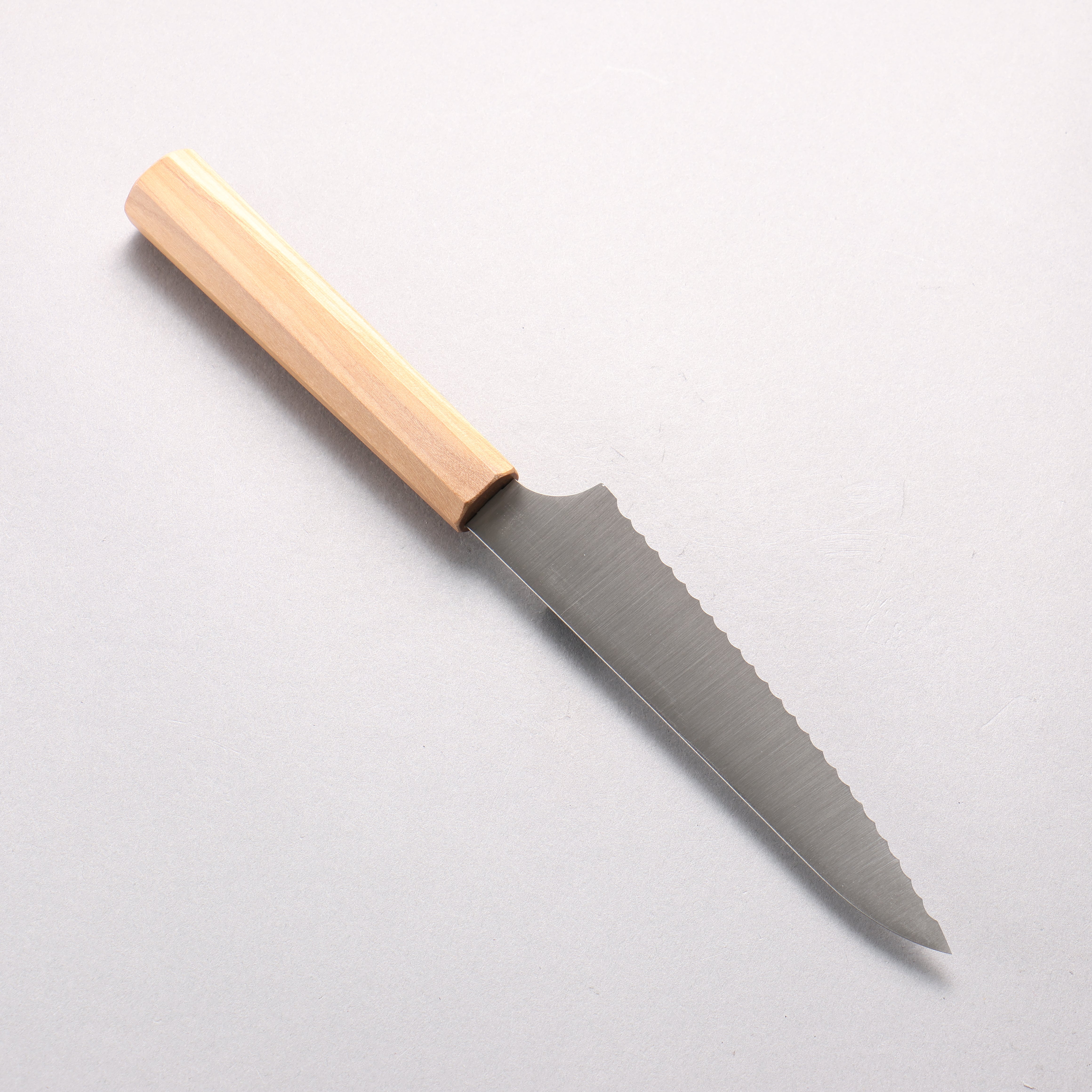 Kei Stainless Steel Bread Slicer 150mm Olive Wood Handle - Seisuke Knife