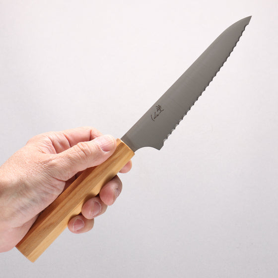 Kei Stainless Steel Bread Slicer 150mm Olive tree Handle