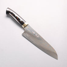  Takeshi Saji Blue Steel No.2 Colored Damascus Santoku 180mm Black/Brown Corian Handle