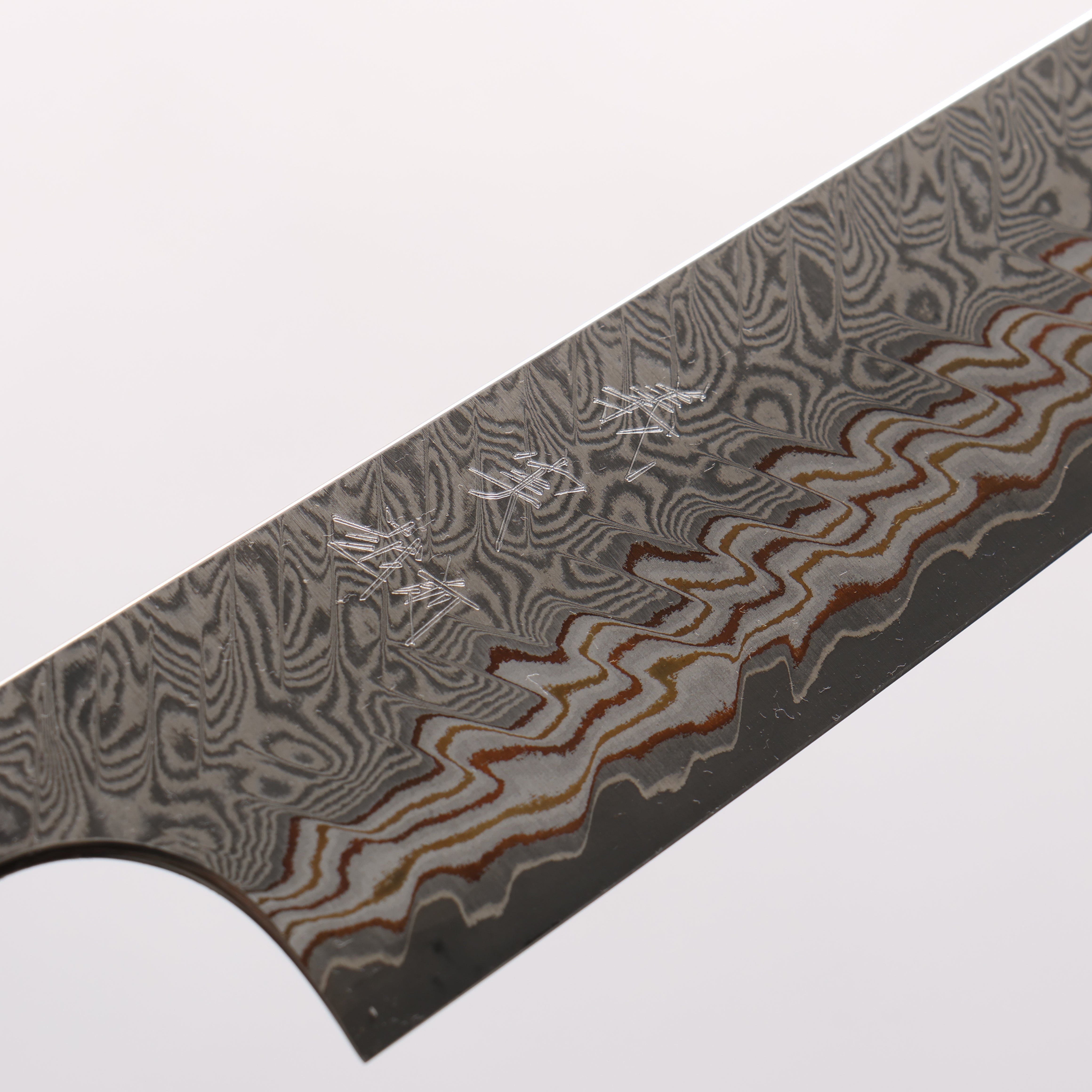 Yoshimi Kato VG10w Colored Damascus Petty-Utility 150mm Rosewood (Turquoise Ring) Handle - Seisuke Knife