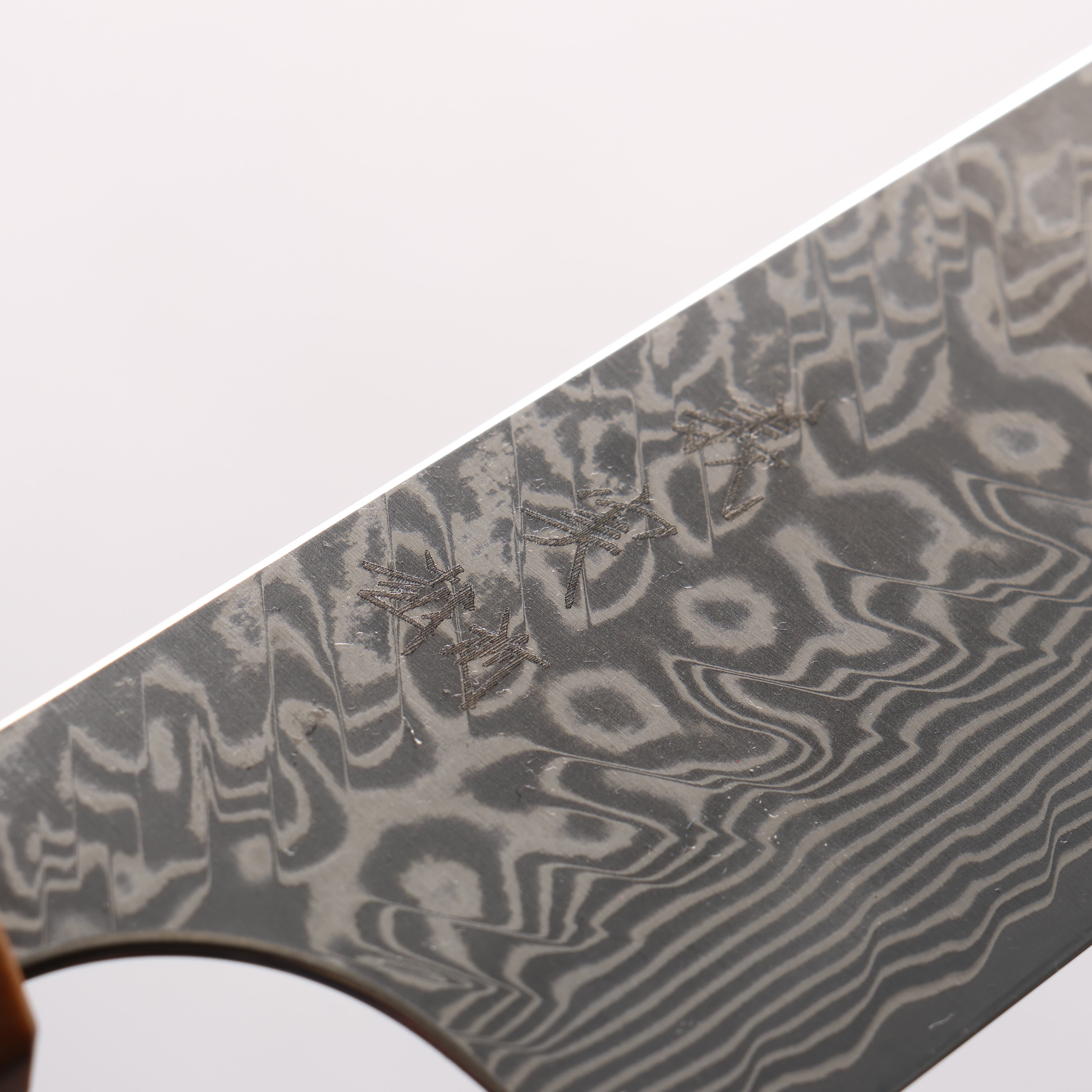 Yoshimi Kato SG2 Black Damascus Kiritsuke Gyuto 210mm Olive Tree and Blue Resin Handle - Seisuke Knife