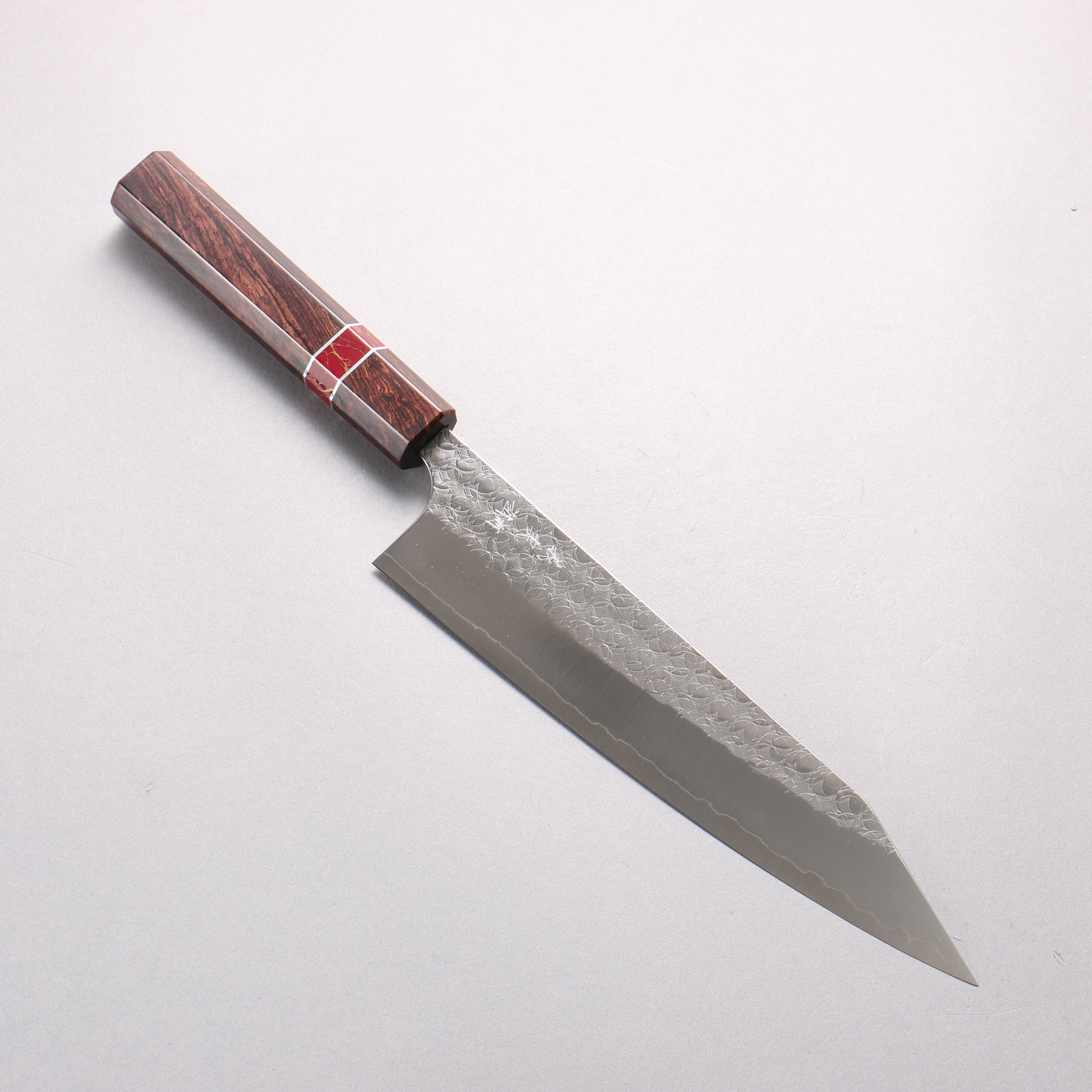 Yoshimi Kato Minamo SG2 Hammered Kiritsuke Gyuto 210mm Rosewood (Red Turquoise Ring) Handle - Seisuke Knife