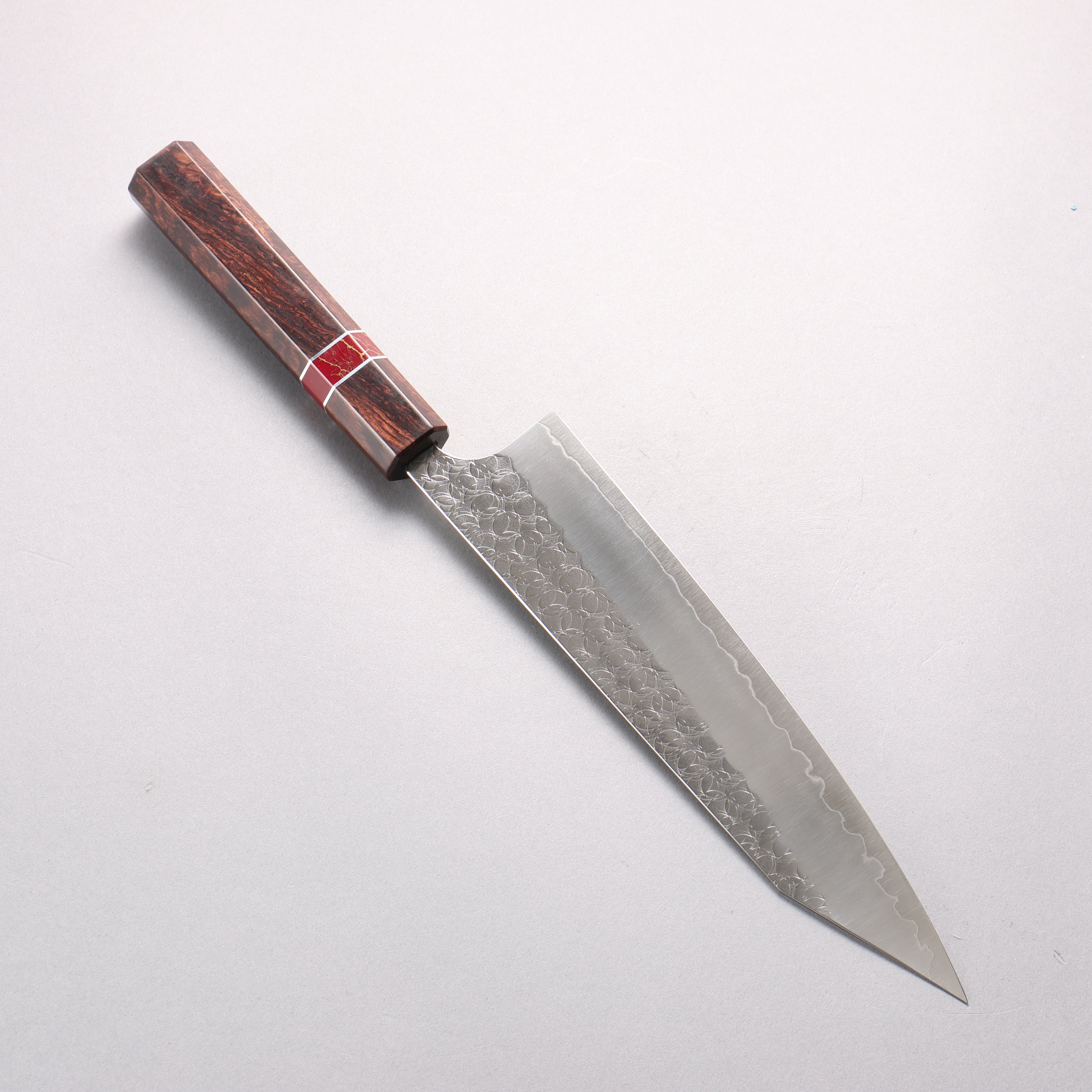 Yoshimi Kato Minamo SG2 Hammered Kiritsuke Gyuto 210mm Rosewood (Red Turquoise Ring) Handle - Seisuke Knife