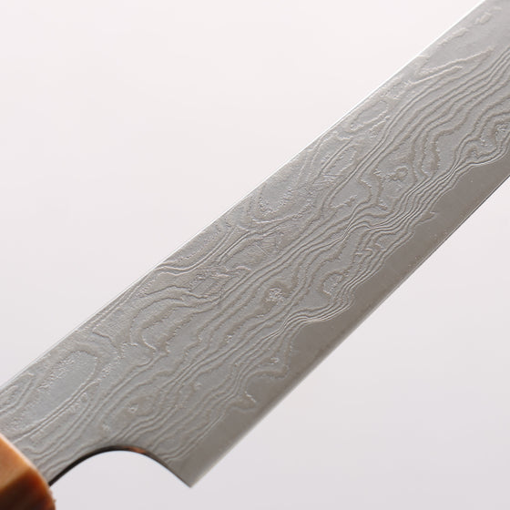 Ryusen Fukakuryu Kai ATS314 63 Layer Damascus Petty-Utility 135mm Stabilized White Birch with White Ring Handle