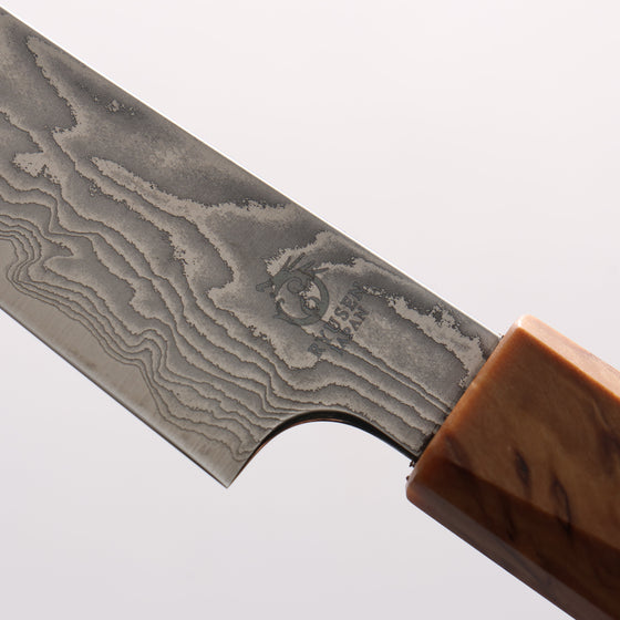 Ryusen Fukakuryu Kai ATS314 63 Layer Damascus Petty-Utility 135mm Stabilized White Birch with White Ring Handle