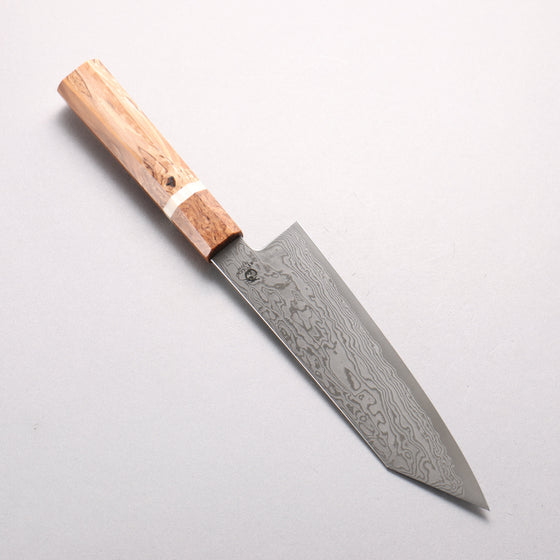 Ryusen Fukakuryu Kai ATS314 63 Layer Damascus Kiritsuke Santoku 175mm Stabilized White Birch with White Ring Handle