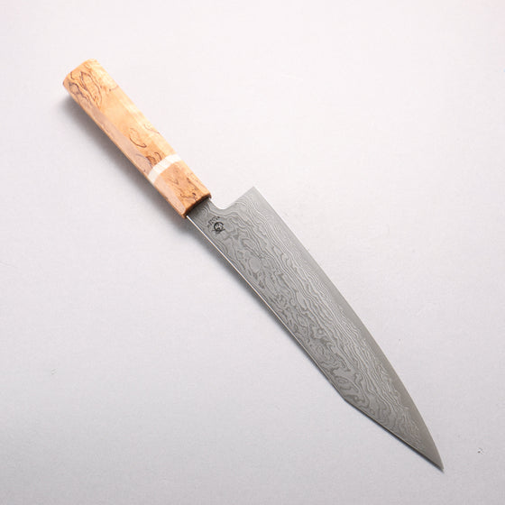 Ryusen Fukakuryu Kai ATS314 63 Layer Damascus Kiritsuke Gyuto 210mm Stabilized White Birch with White Ring Handle
