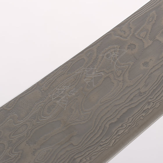 Ryusen Fukakuryu Kai ATS314 63 Layer Damascus Kiritsuke Gyuto 210mm Stabilized White Birch with White Ring Handle