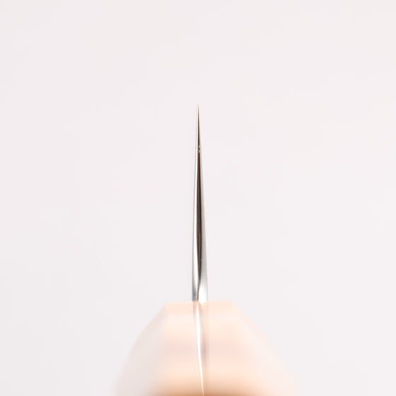 Ryusen Fukakuryu Kai ATS314 63 Layer Damascus Kiritsuke Gyuto 210mm Stabilized White Birch with White Ring Handle