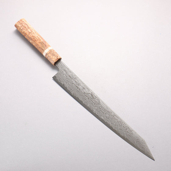 Ryusen Fukakuryu Kai ATS314 63 Layer Damascus Kiritsuke Sujihiki 270mm Stabilized White Birch with White Ring Handle